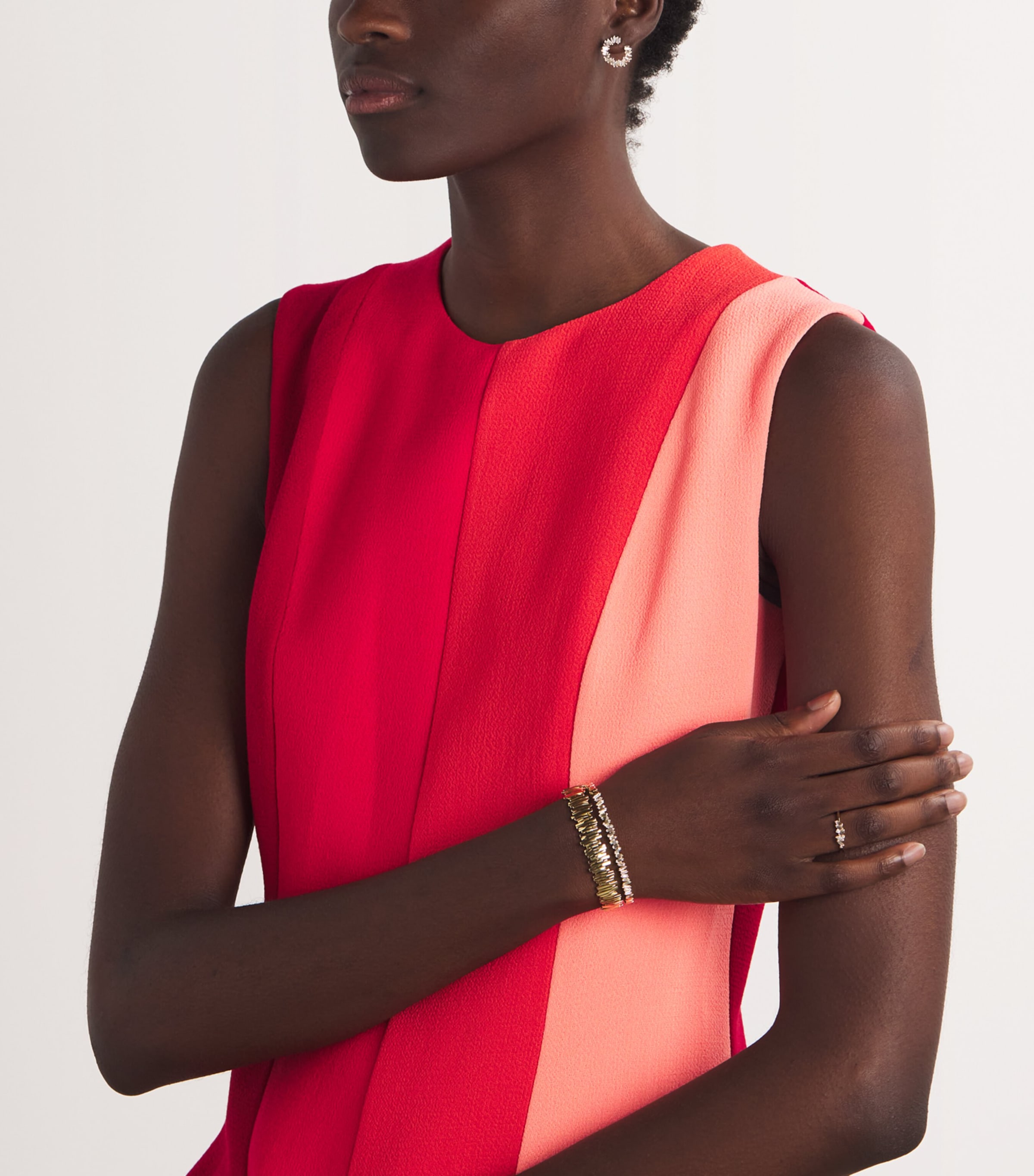 Yellow Gold and Diamond Classic Fireworks Mini Hoops 18K YG/WD Image 5