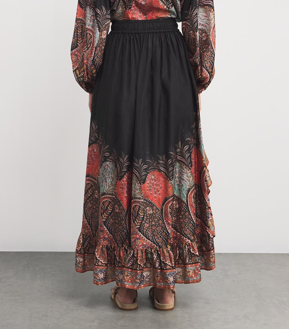 Silk Rhiannon Ruffle Maxi Skirt BLKP BLACK PAISLEY Image 4