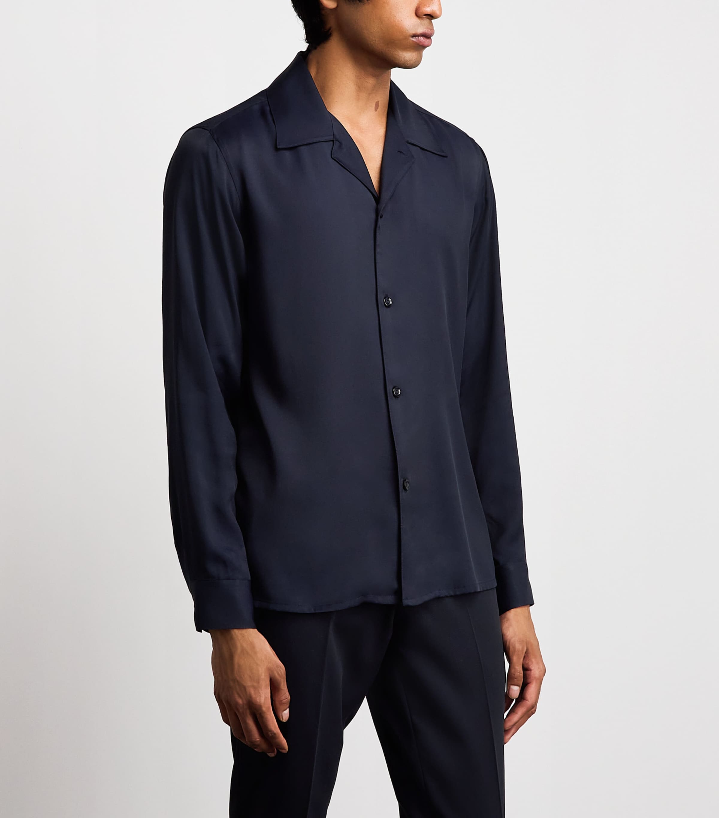 Sandro Paris Mens Notched-Collar Shirt Midnight Blue Image 4