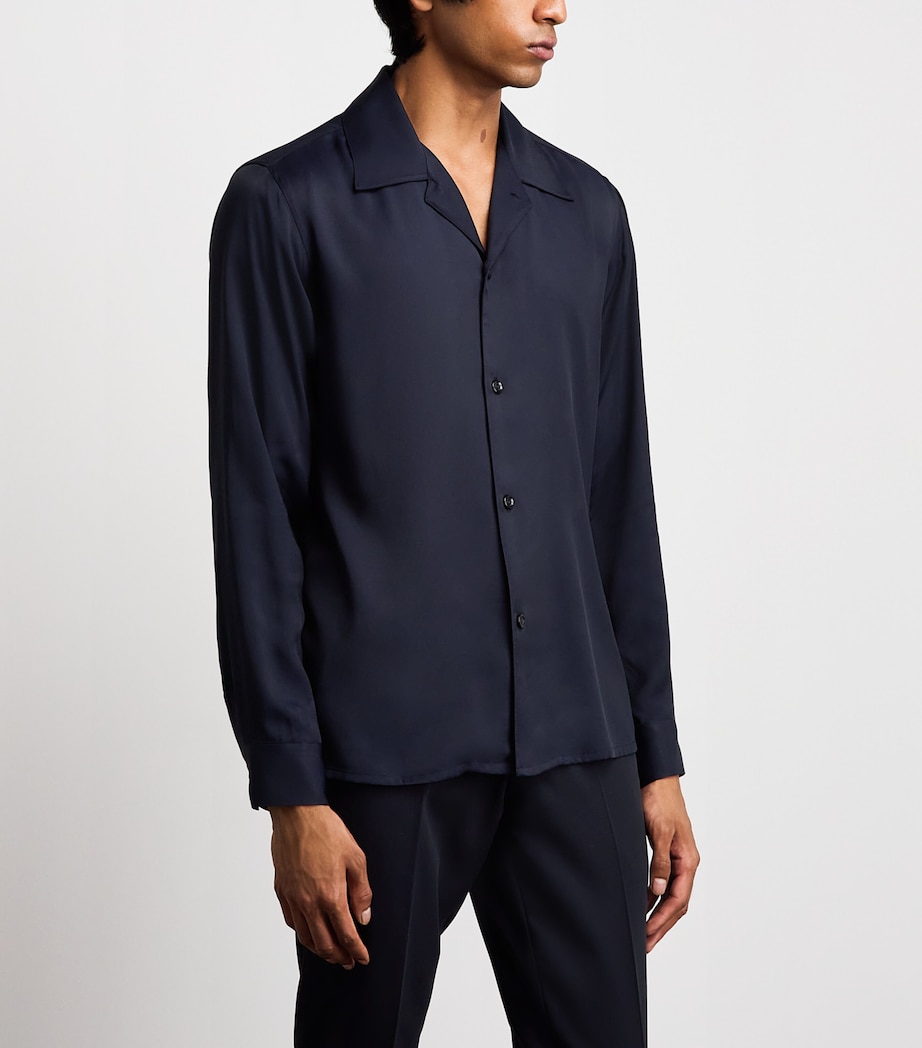 Sandro Paris Mens Notched-Collar Shirt Midnight Blue Image 4