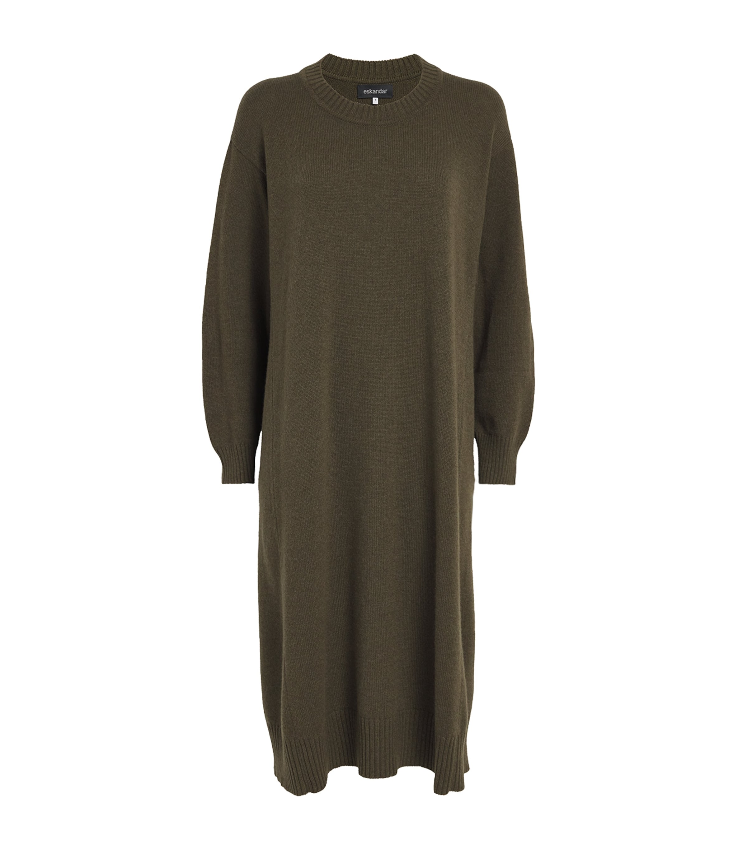 Eskandar Cashmere Knitted Midi Dress In Green