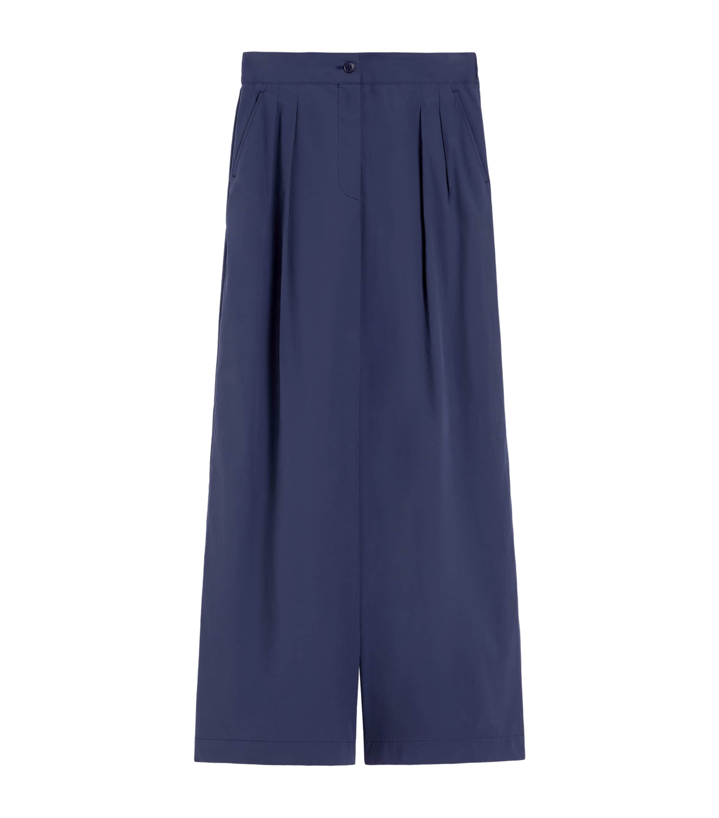 Weekend Max Mara Womens Grain de Poudre Pleated Trousers Navy Image 1