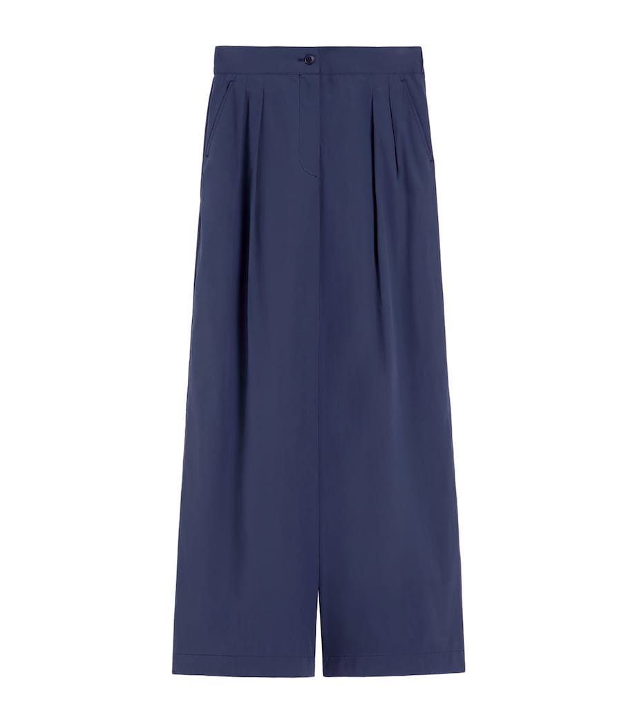 Weekend Max Mara Womens Grain de Poudre Pleated Trousers Navy Image 1