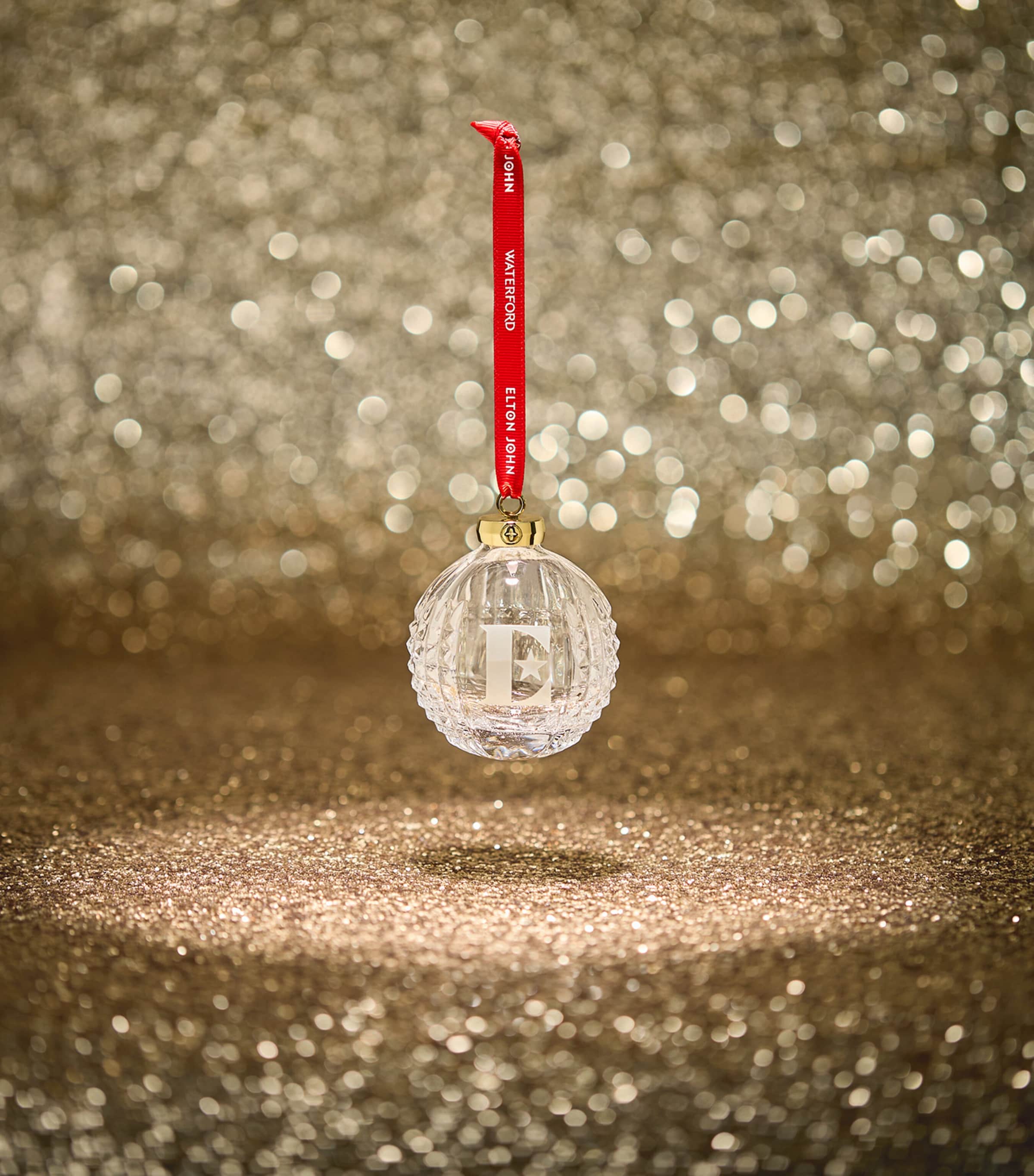 x Elton John Crystal 'E' Bauble CLEAR Image 2