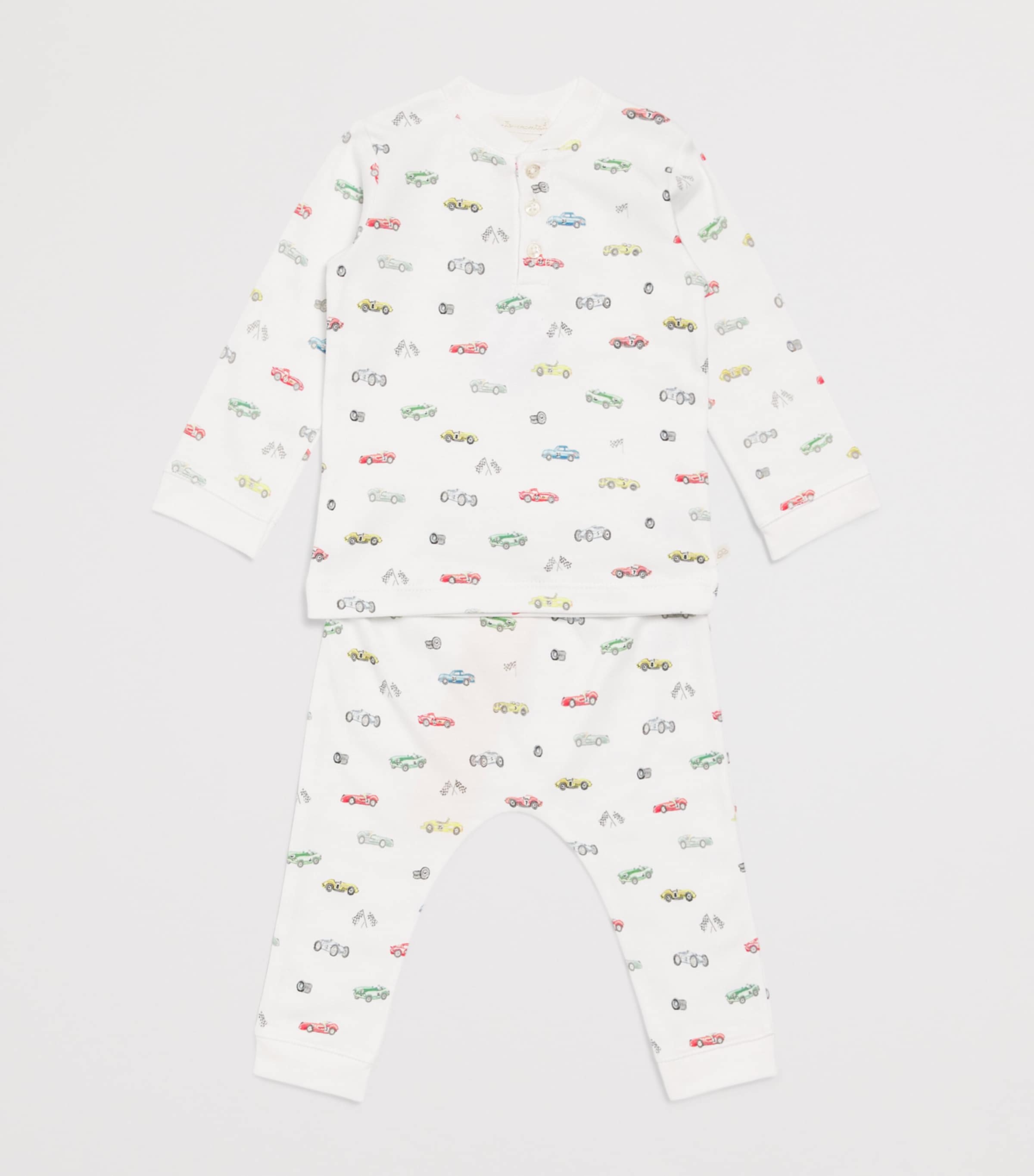 Marie-Chantal Race Car Print Pyjama Set (3-24 Months) Ivory/imperial Blue Image 3