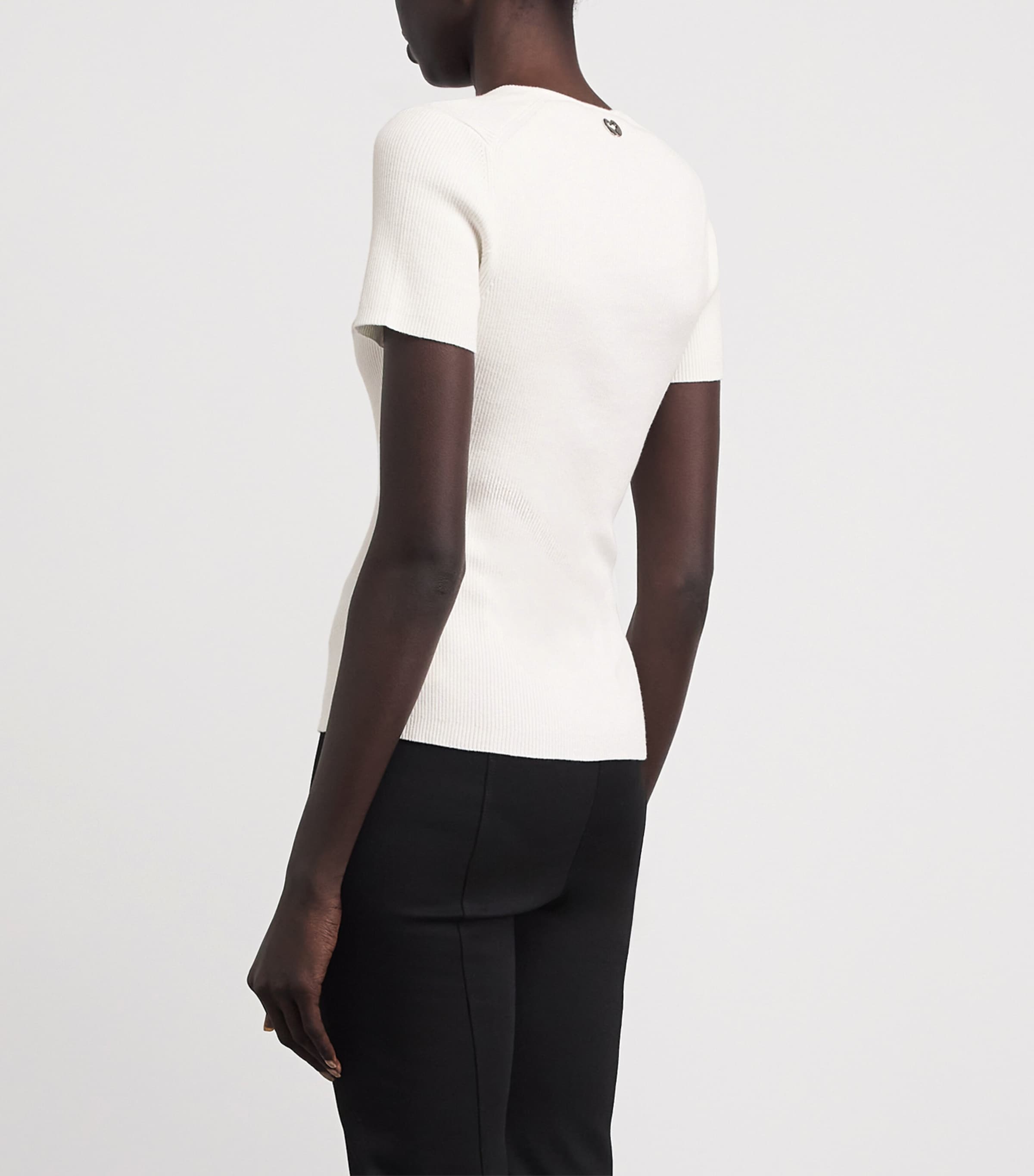 Maje Womens Cotton-Blend Rib-Knit Top White Image 5