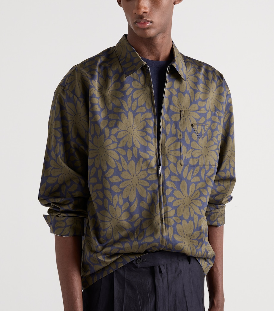 Prada Mens Cotton-Silk Zip-Up Shirt Image 4