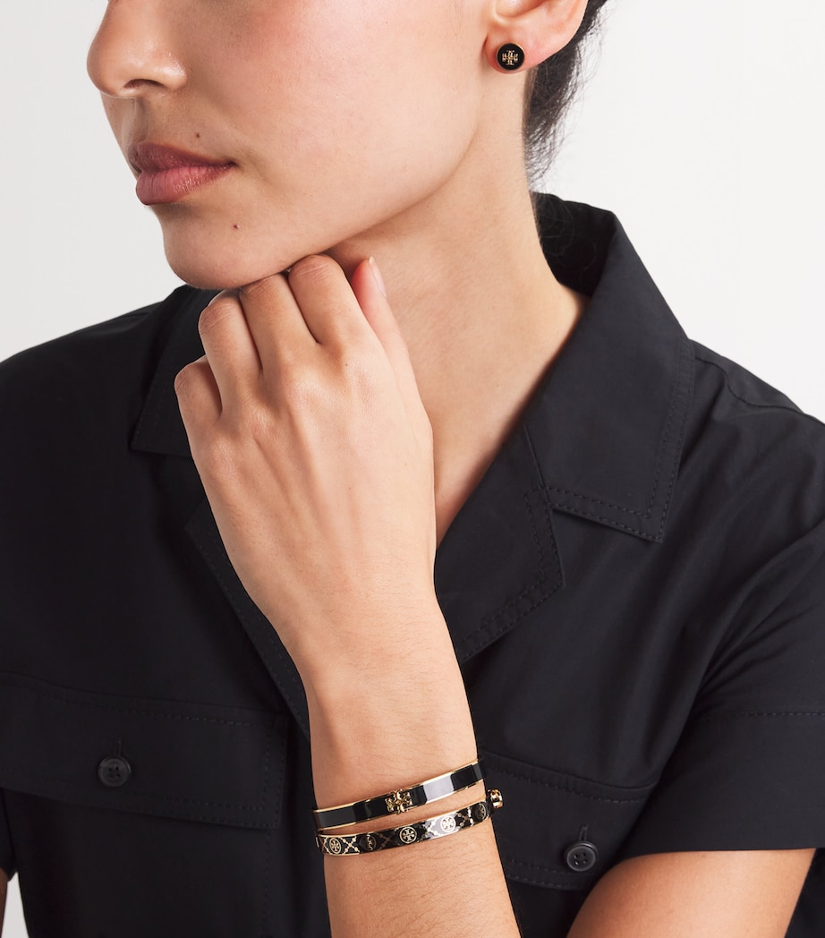 Enamel-Trim Kira Circle Studs TORY GOLD / BLACK Image 5