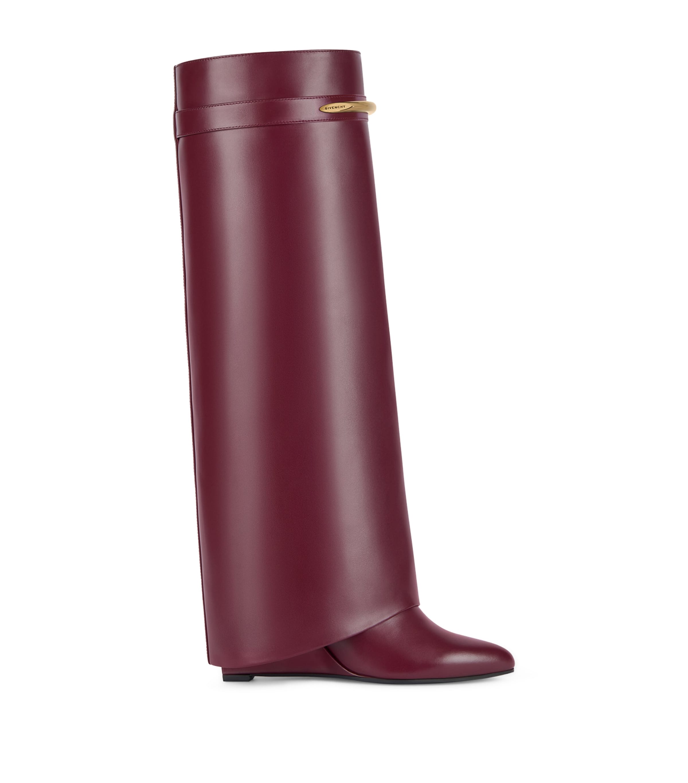 Leather Shark Knee-High Boots 95 BURGUNDY Image 1