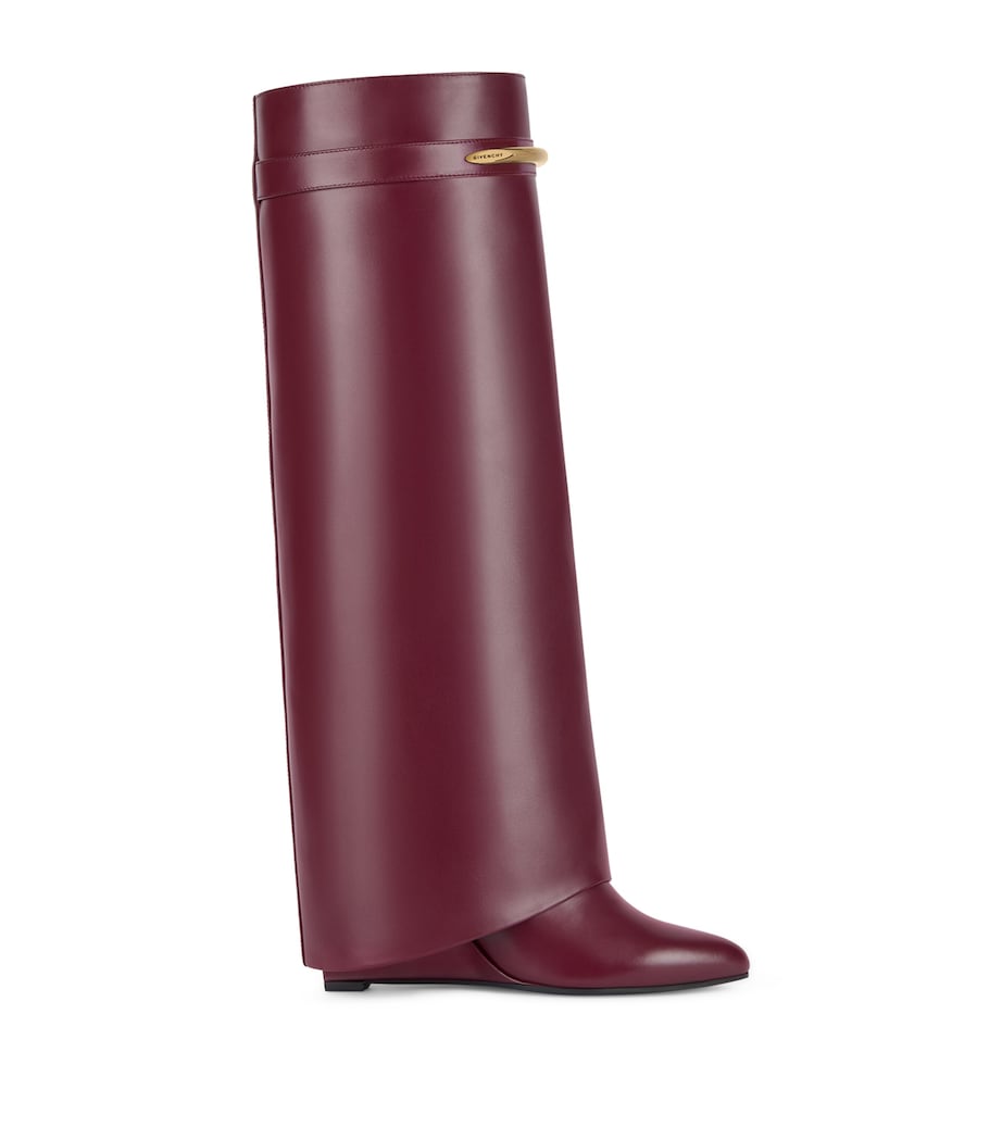 Leather Shark Knee-High Boots 95 BURGUNDY Image 1