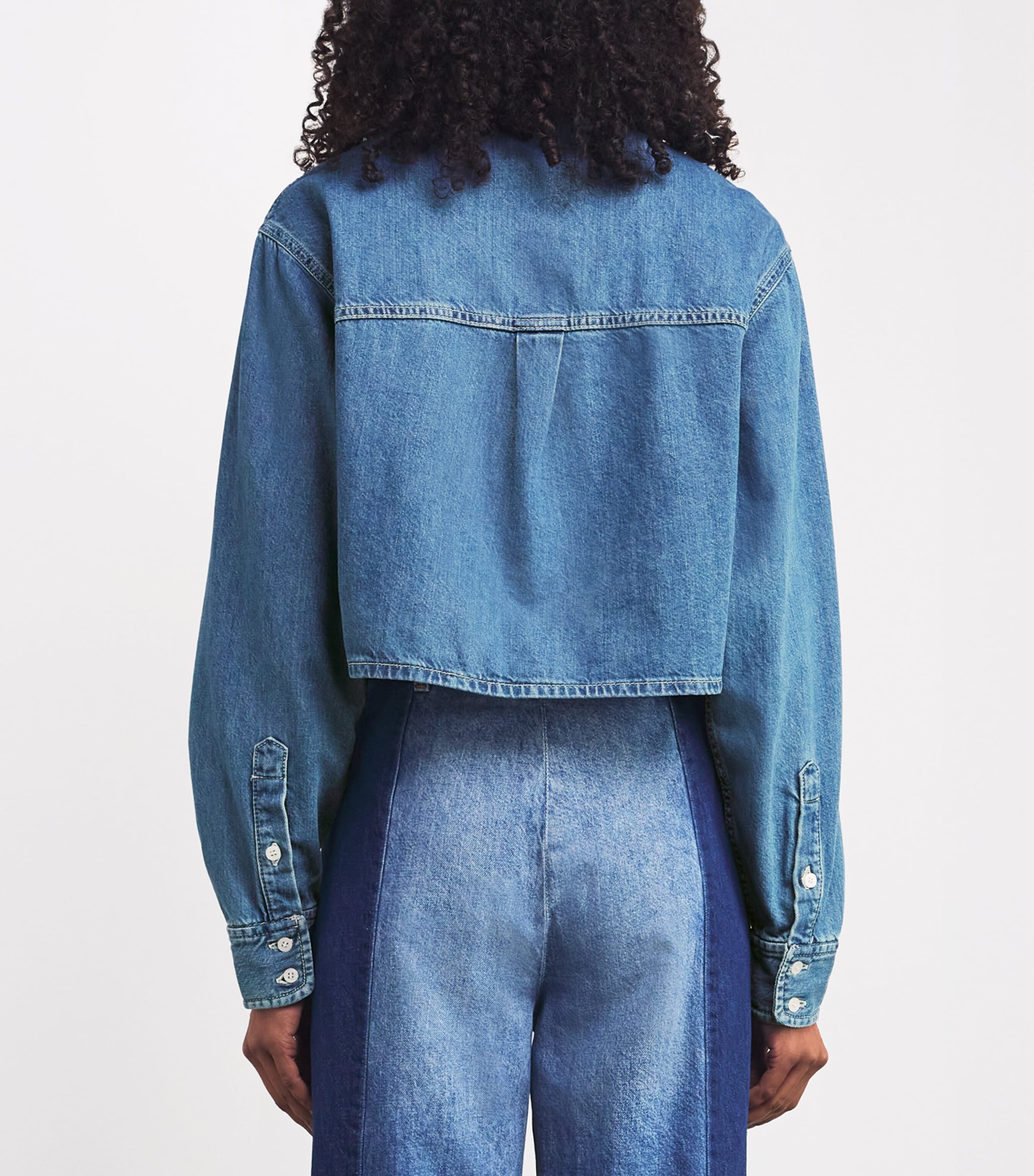 Denim Cropped Shirt BLUE JEAN Image 4