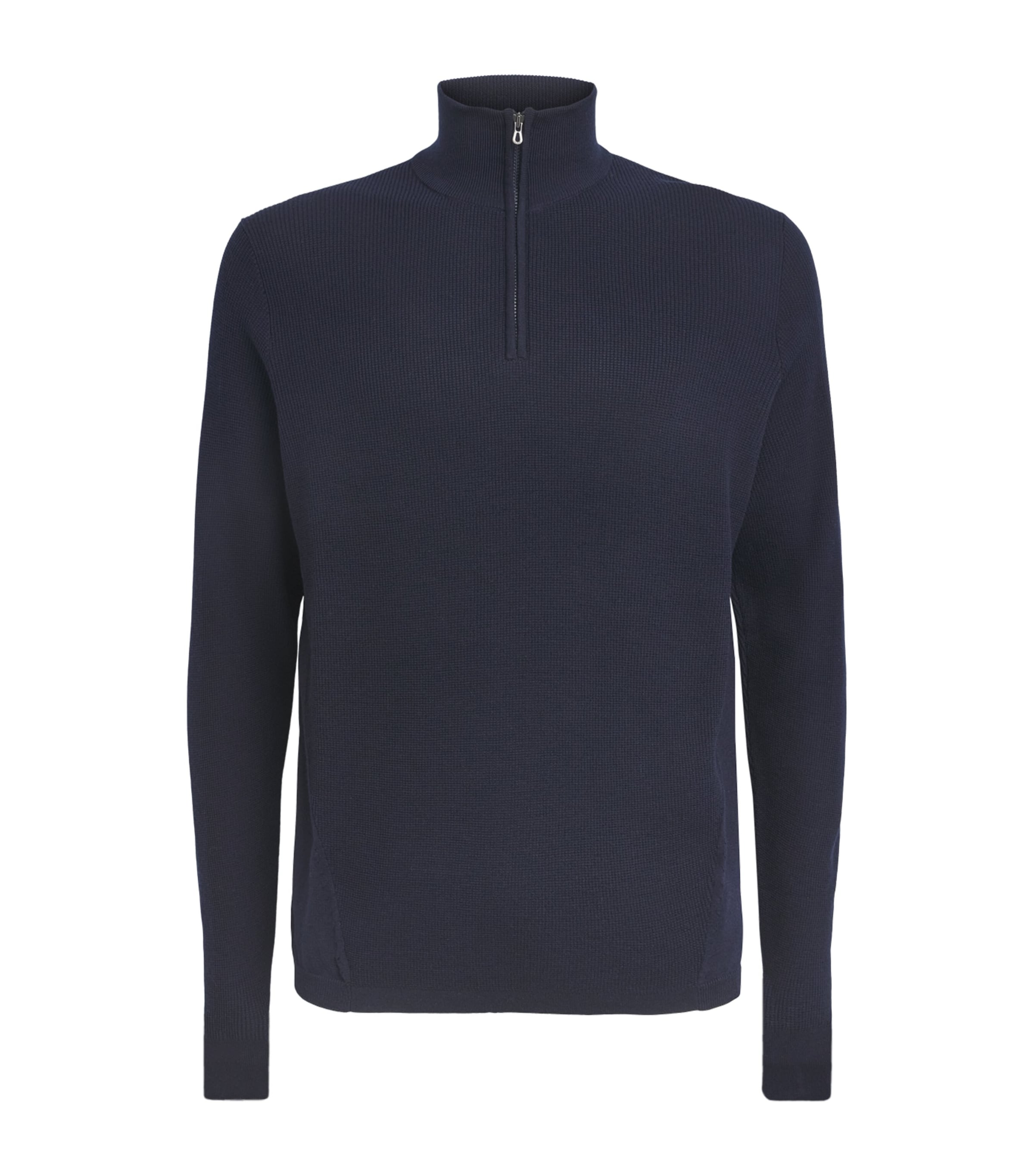 Sease Mens Virgin Wool Quarter-Zip Sweater Midnight Blue Image 1
