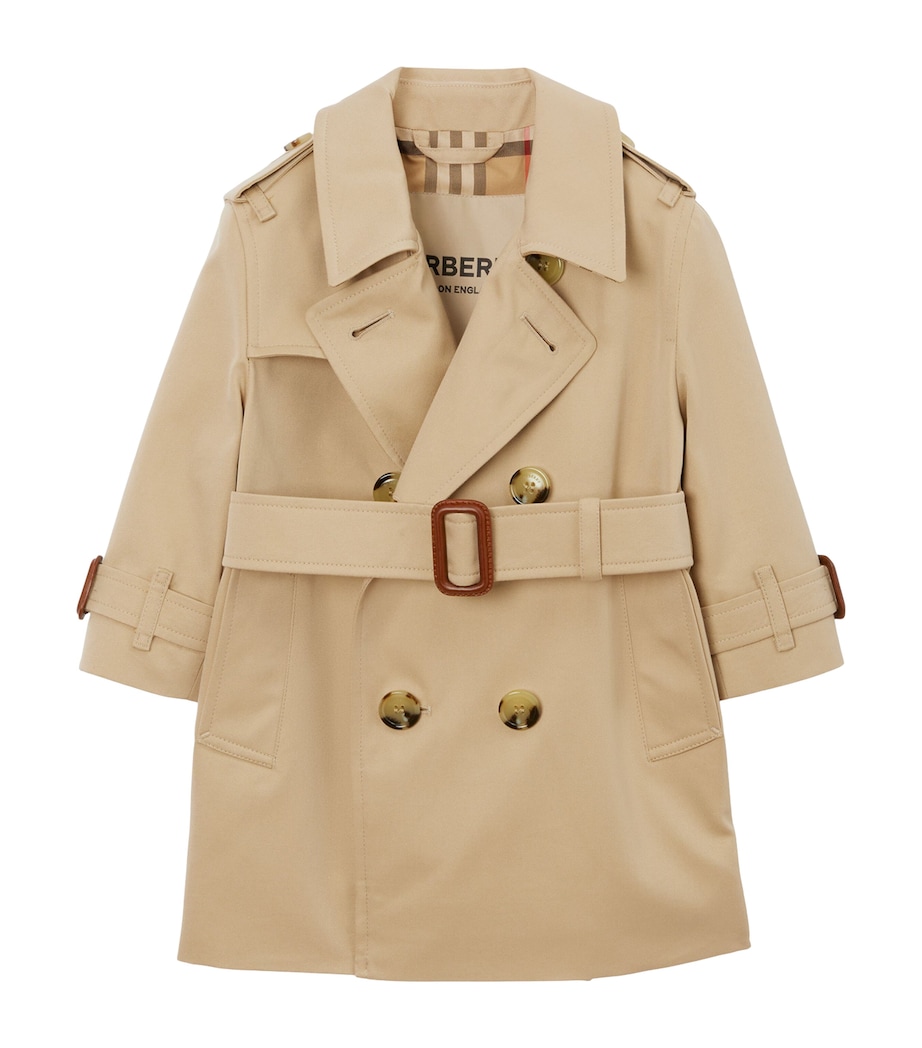 Burberry Kids Gabardine Trench Coat (6-24 Months) Honey Image 1