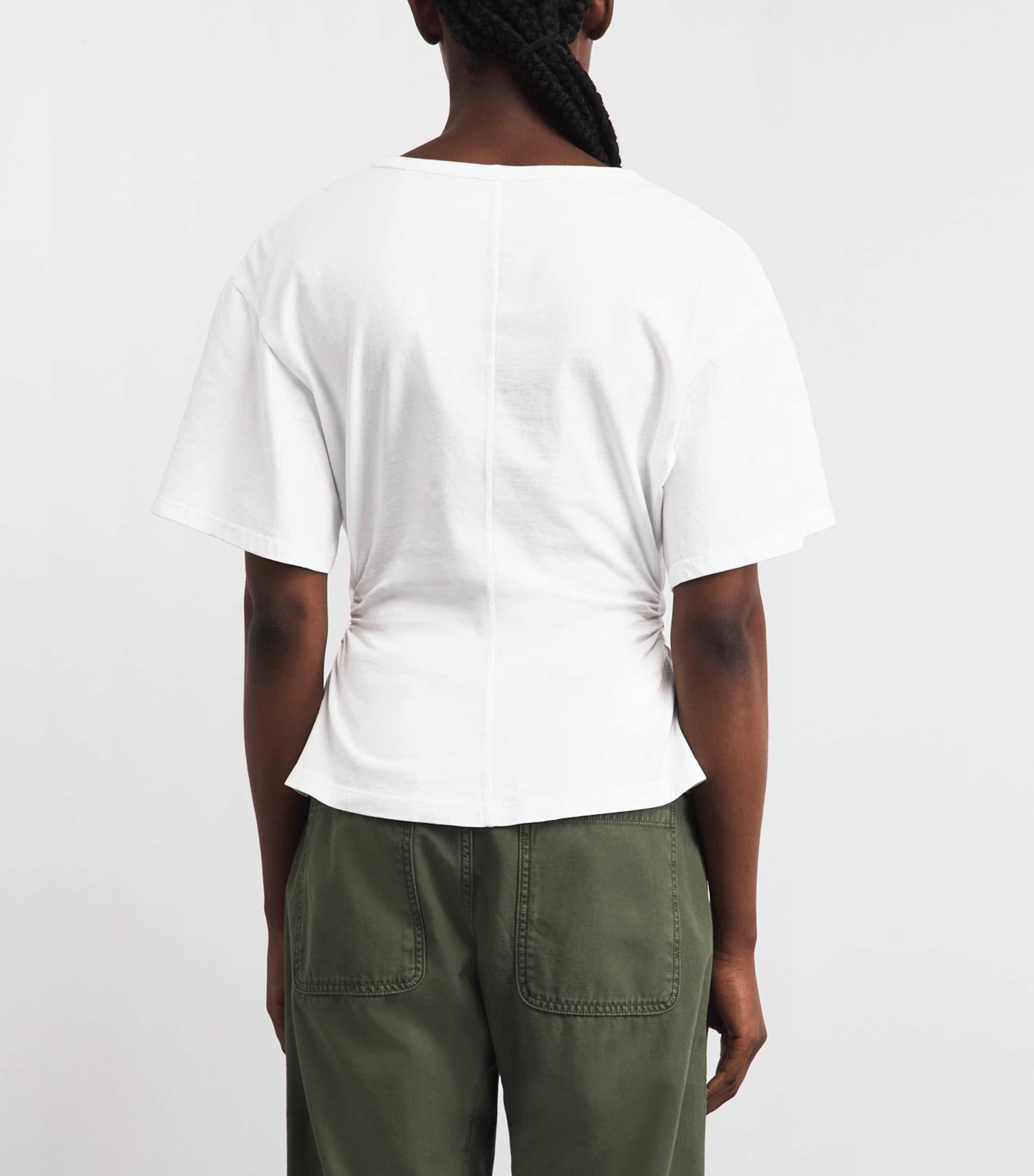 Citizens of Humanity Womens Cotton Ruched Fabien T-Shirt White Image 5