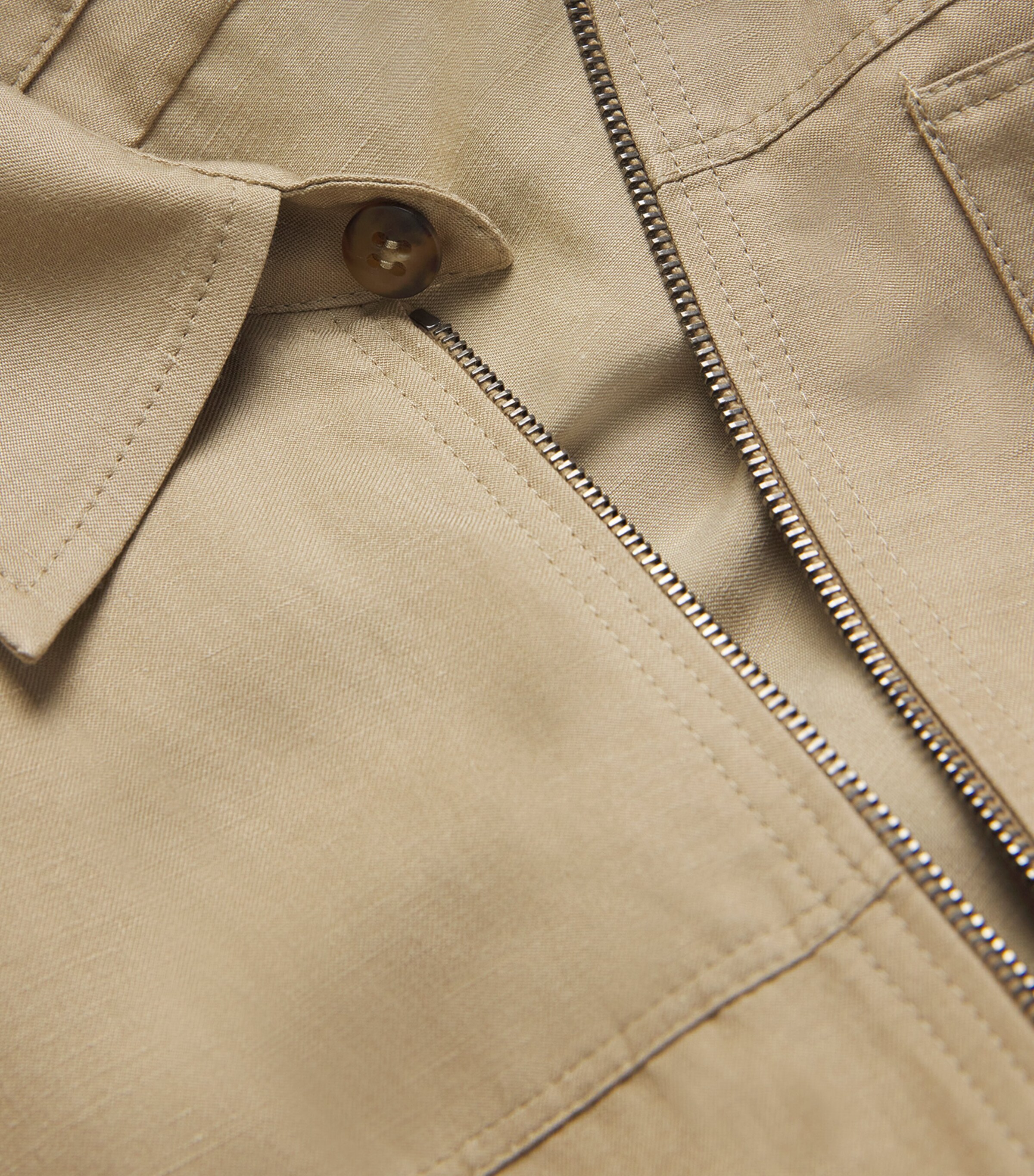 Canali Mens Linen-Silk Jacket Beige Image 5