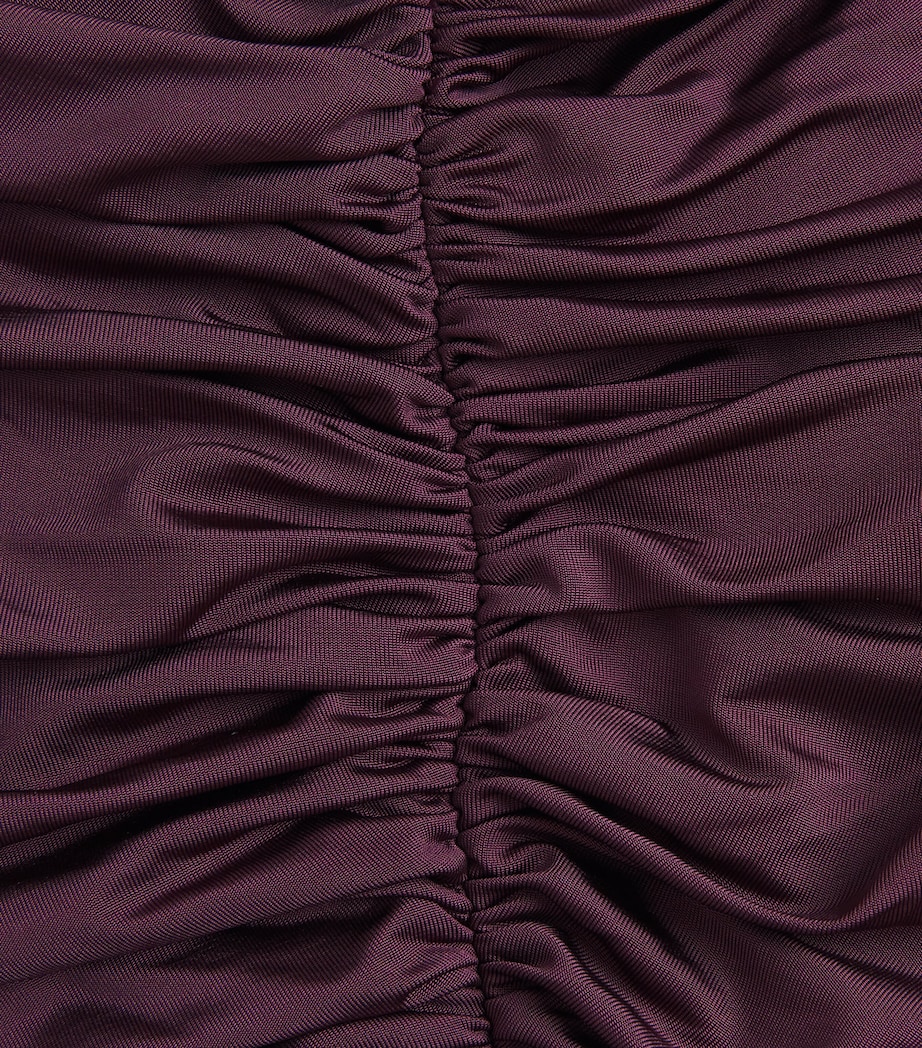 Self-Portrait Womens Jersey Gathered Maxi Dress Burgundy Image 6