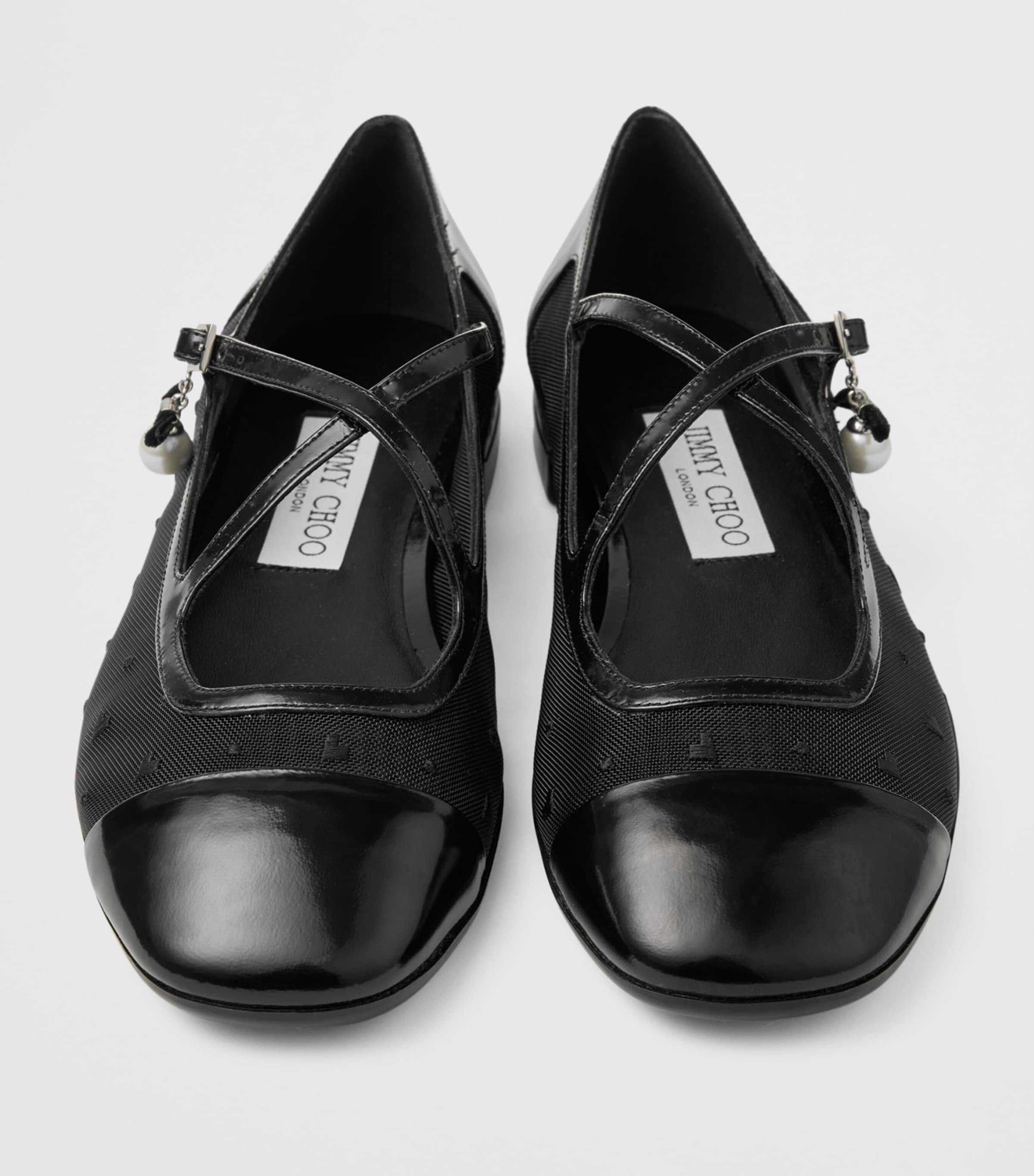 Eleri Patent Leather-Mesh Ballet Flats BLACK/BLACK Image 2
