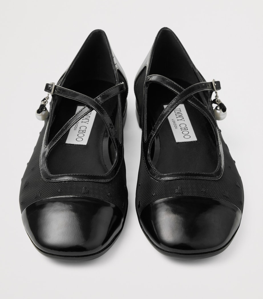 Eleri Patent Leather-Mesh Ballet Flats BLACK/BLACK Image 2