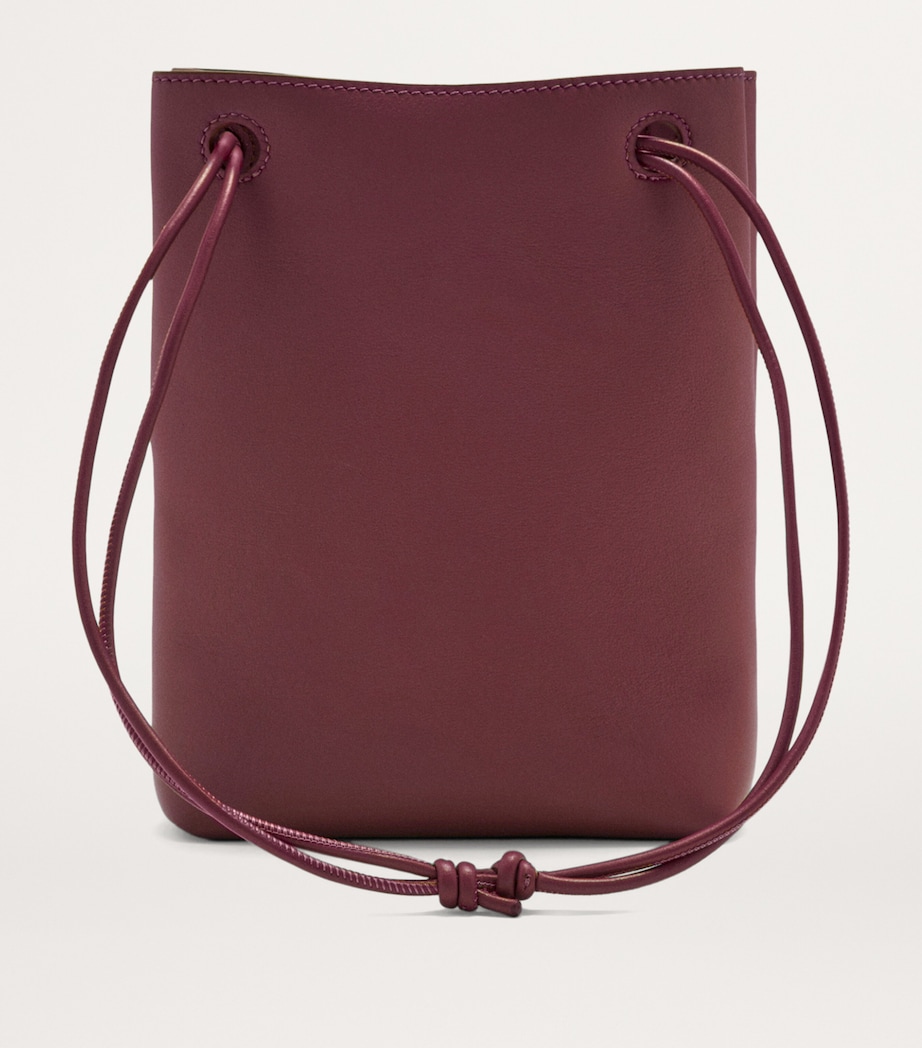 Leather Pebble Cross-Body Bag DARK BURGUNDY Image 3
