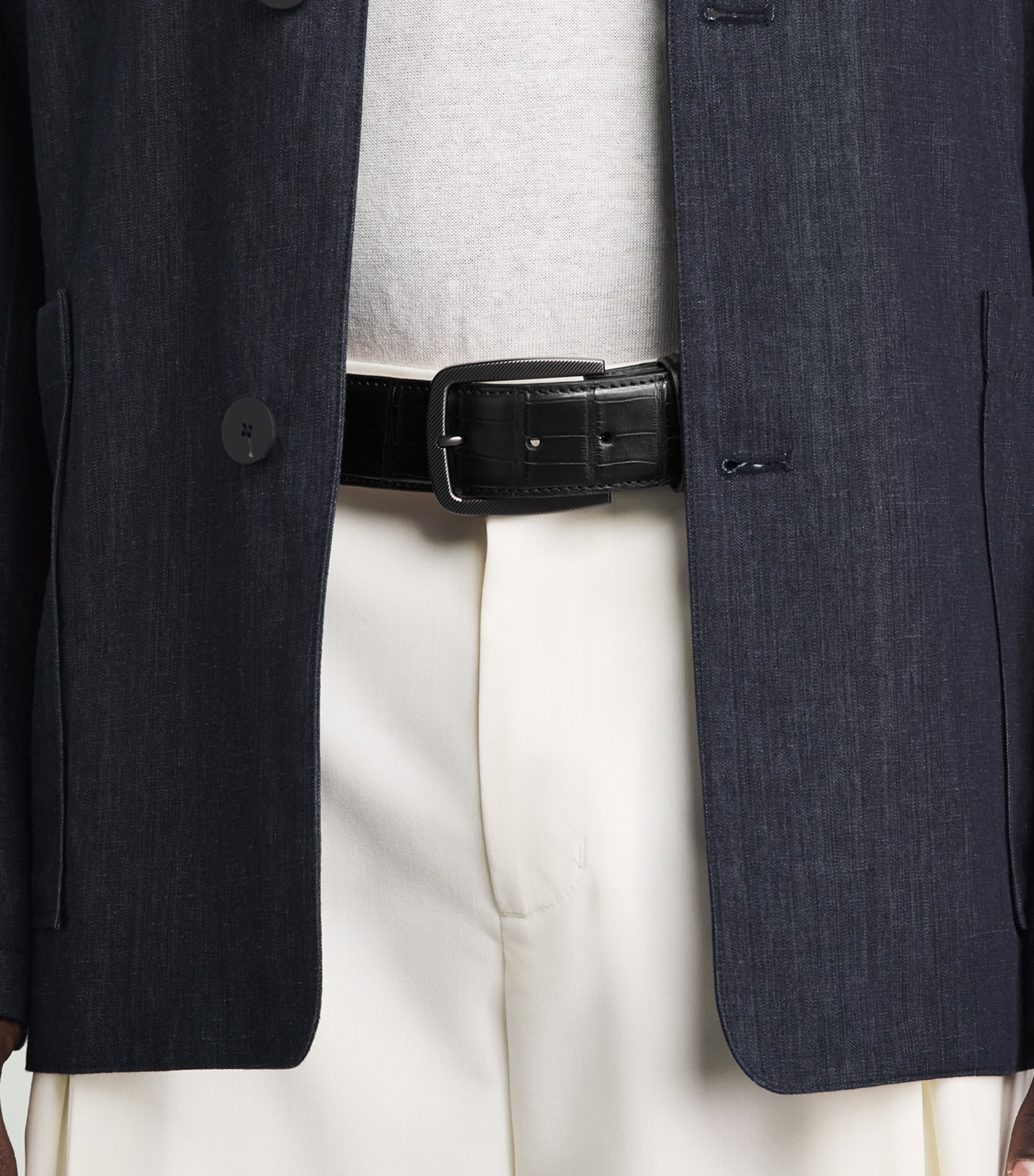 Elliot Rhodes Alligator Leather Belt Black Image 2