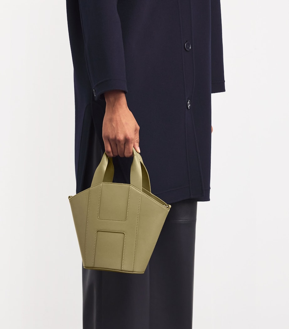 Harrods Grab Leather Tote Bag Olive Image 5