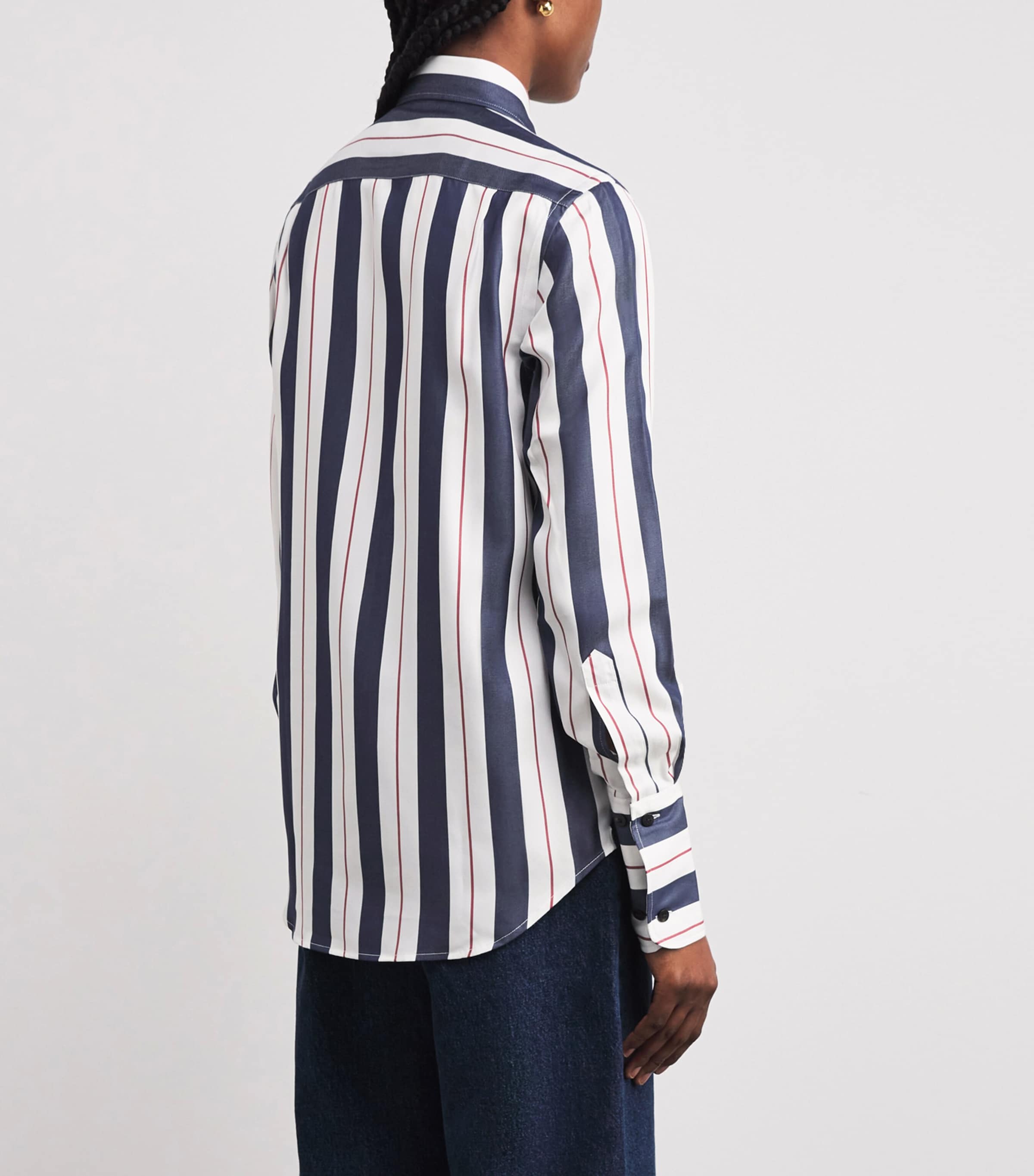 Stripe Boyfriend Shirt NVY/BRGNDY WID STRPE Image 4