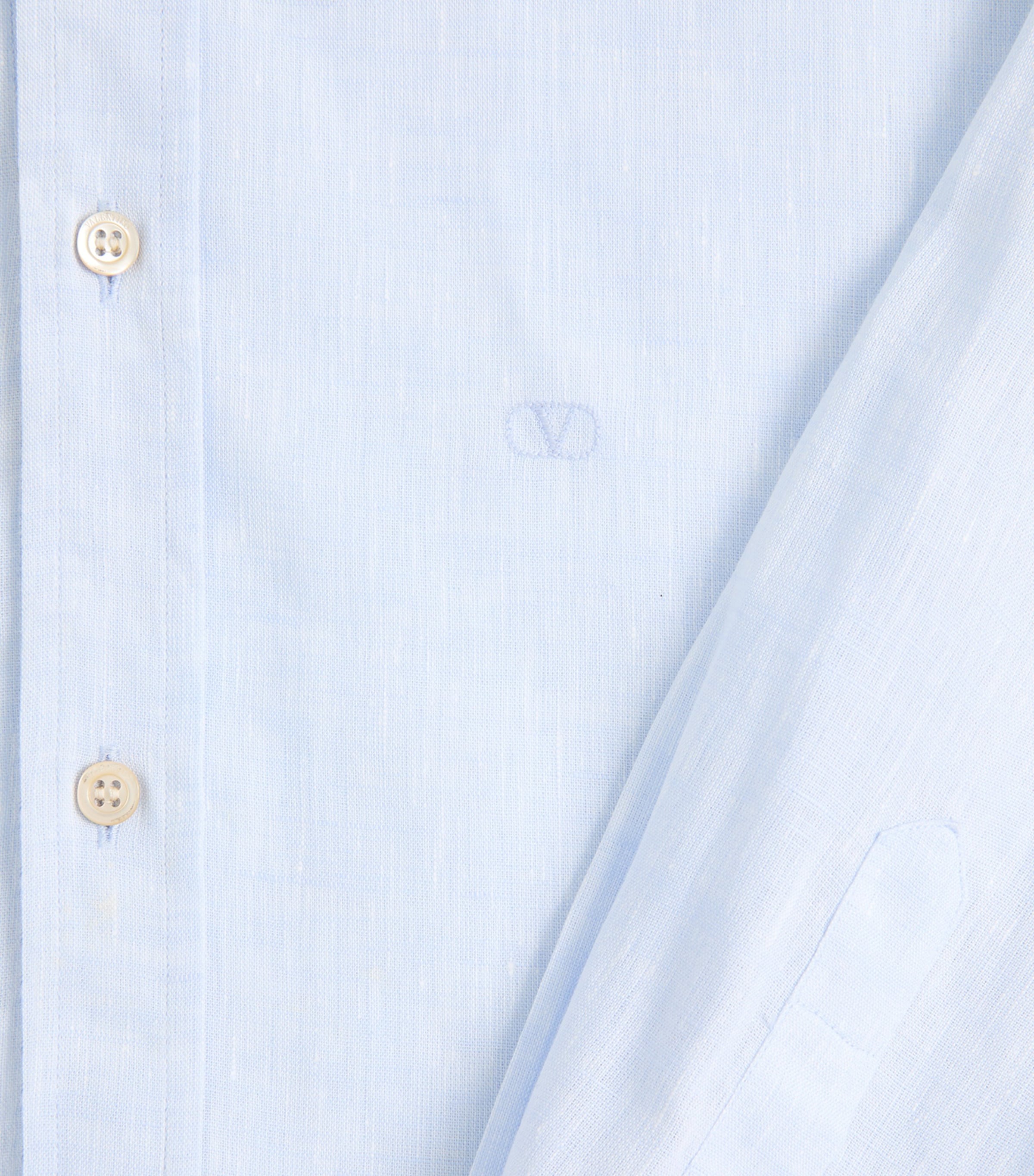 Valentino Mens Linen VLogo Embroidery Shirt Image 7
