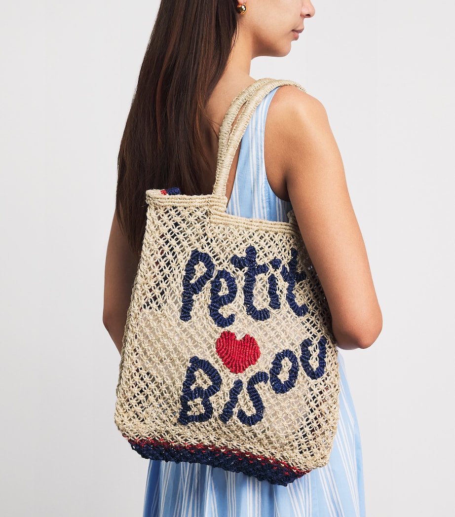 the Jacksons Jute Petit Bisou Lottie Tote Bag Natural Indigo Red Image 2