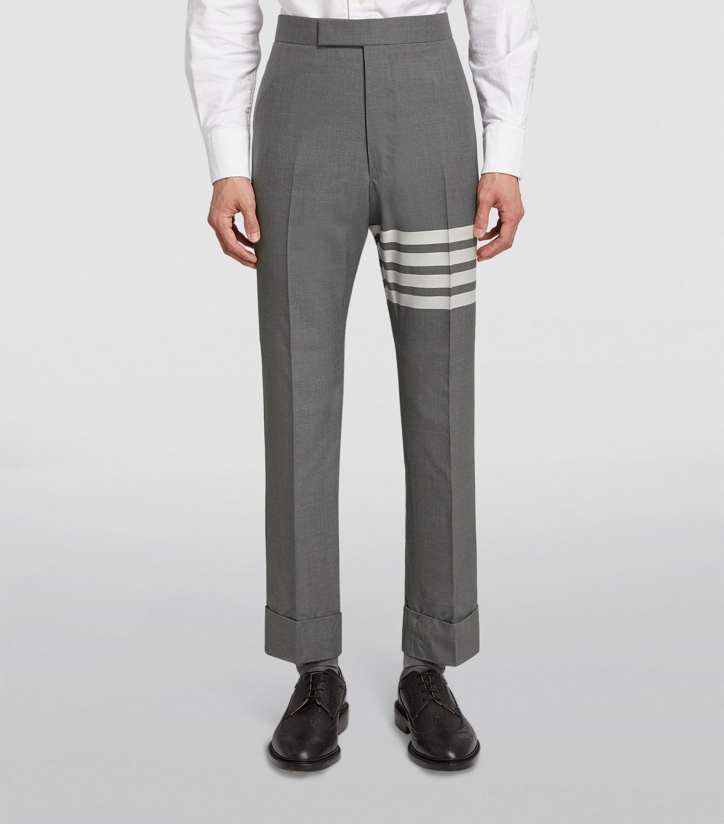 Wool 4-Bar Stripe Tailored Trousers MED GREY Image 3