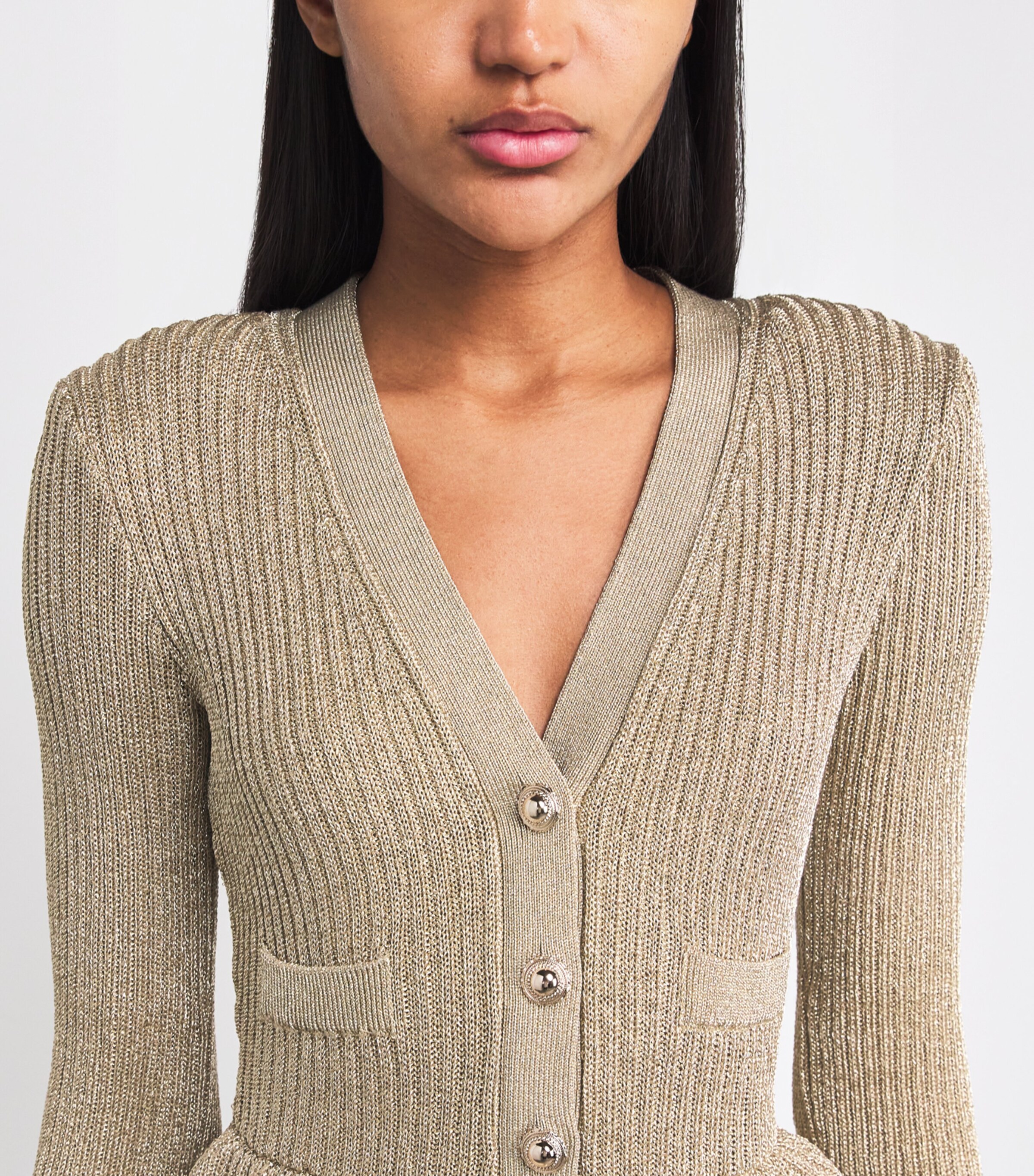 Lurex Peplum Mini Dress GOLD Image 6