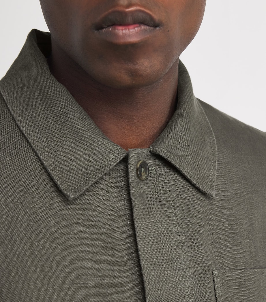 Linen Olav Button-Up Shirt CROC GREEN 374 Image 6