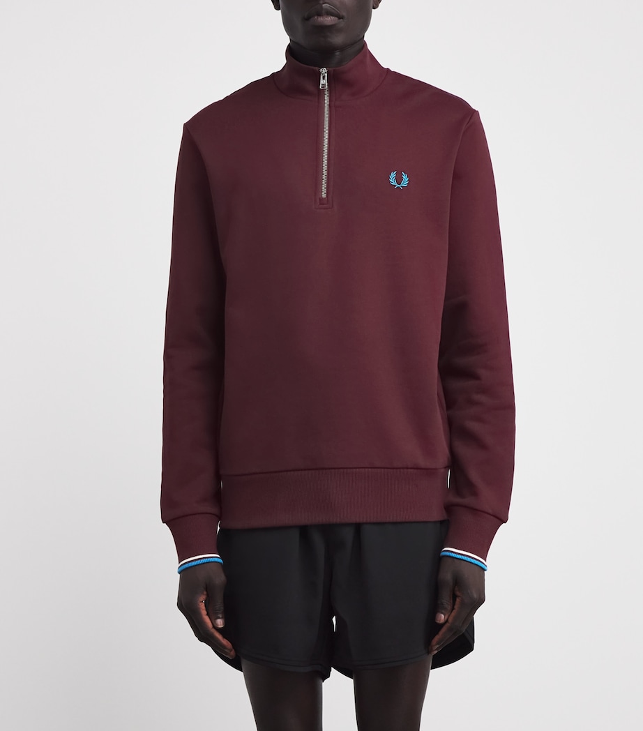 Cotton Half-Zip Sweatshirt Z63-OXBLD/ECR/CRTBLU Image 3