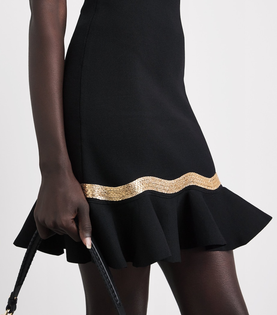 Sandro Paris Womens Knitted Chain-Detail Mini Dress Black Image 5