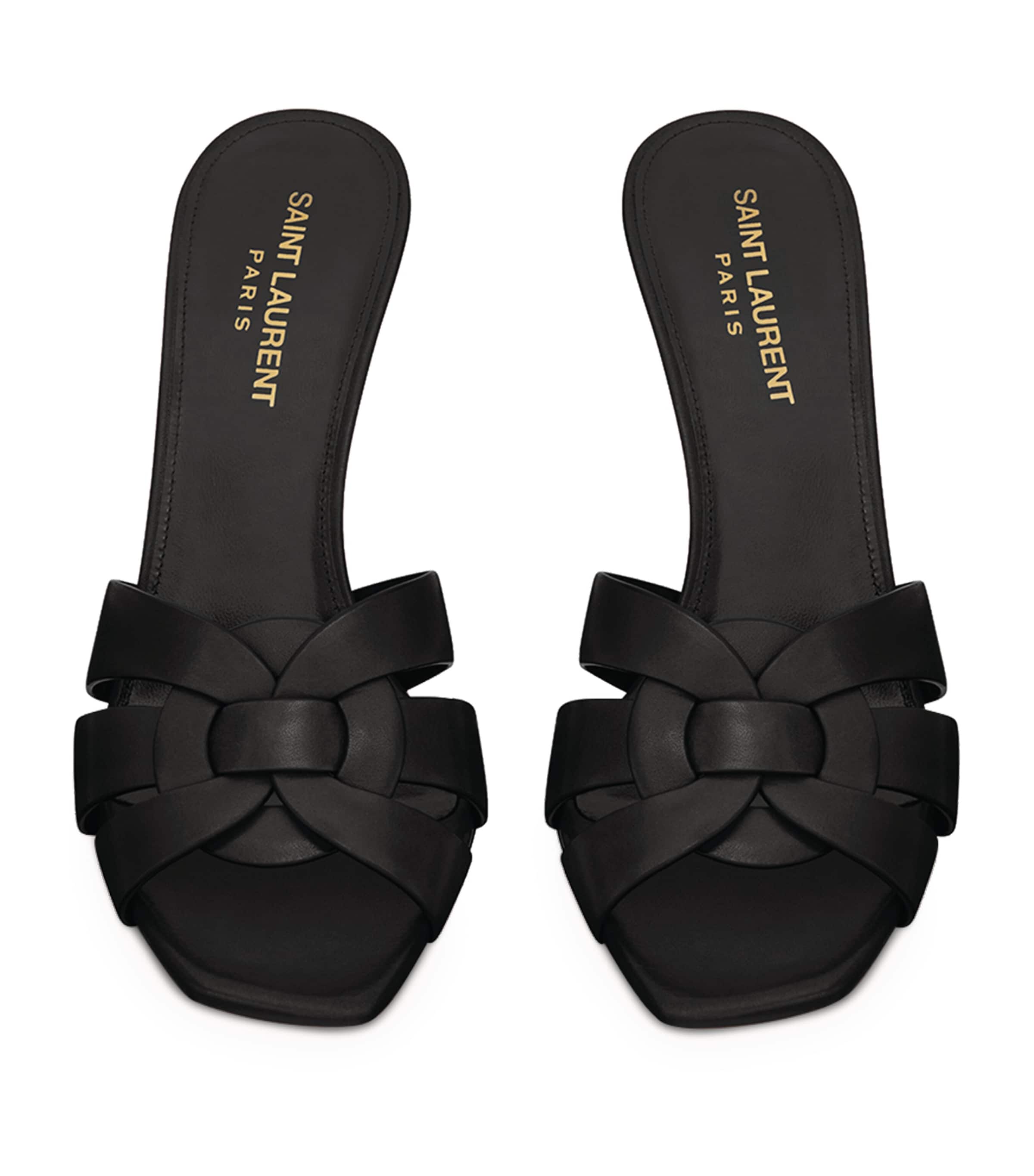 Saint Laurent Leather Tribute Heeled Mules 85 Image 2