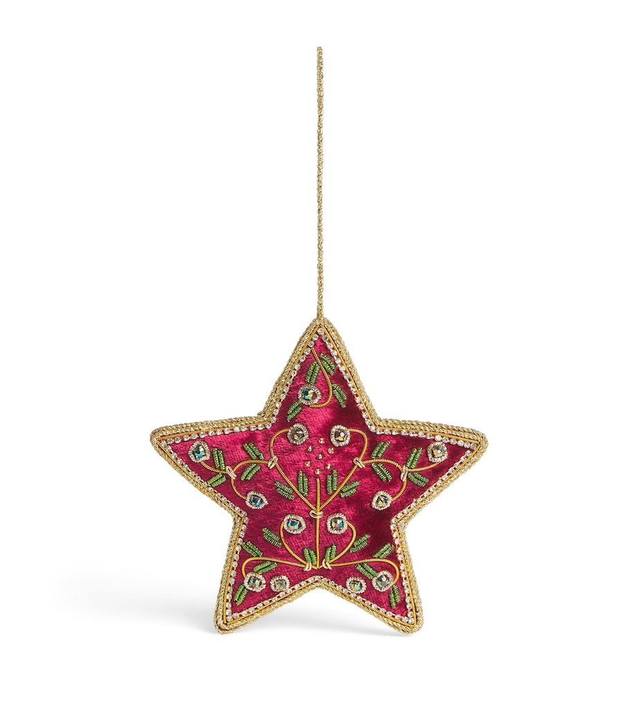 Tinker Tailor Embellished Star Tree Decoration Wine , Green & Gold Image 1