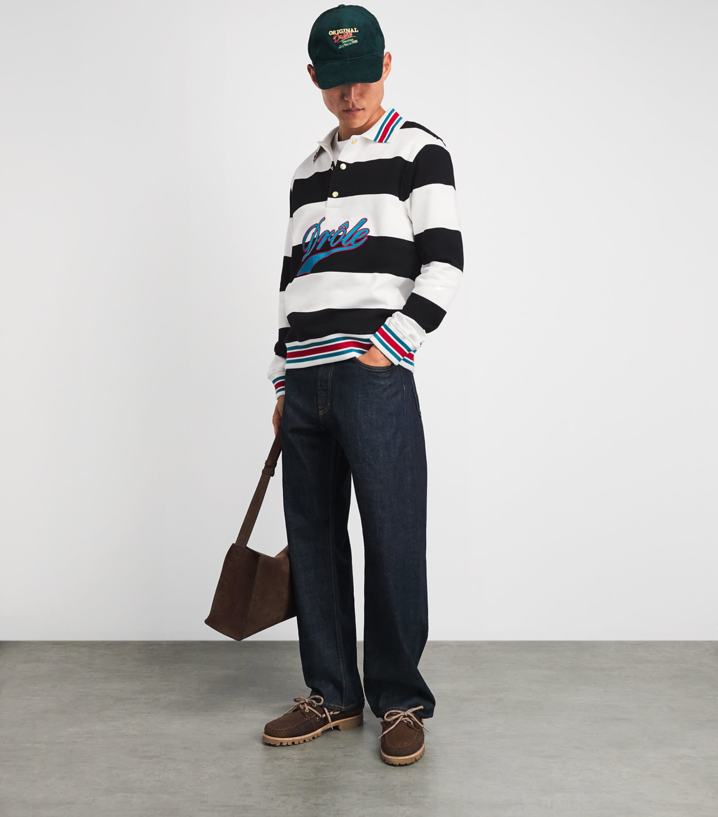 Drôle de Monsieur Mens Cotton Stripe Logo Shirt Off White Image 2