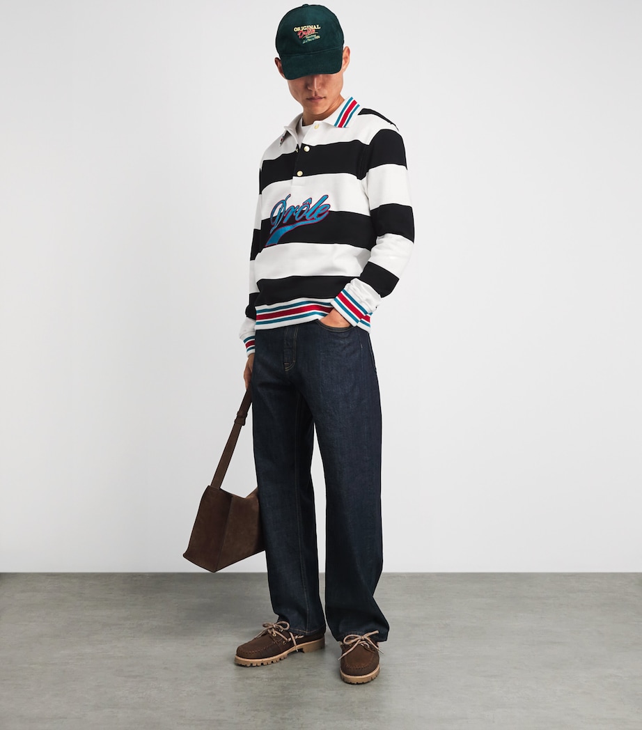 Drôle de Monsieur Mens Cotton Stripe Logo Shirt Off White Image 2