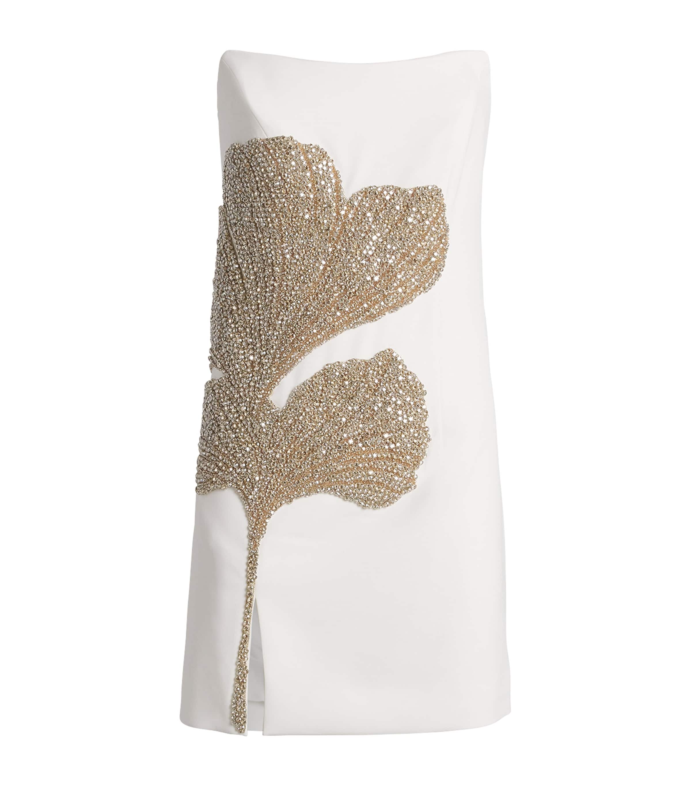 Costarellos Appliqué-detail Strapless Kassia Mini Dress In White