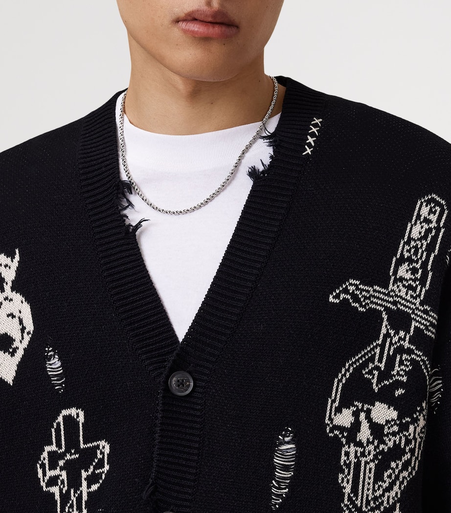 Organic Cotton Caledon Cardigan BLACK/CHALK WHITE Image 6