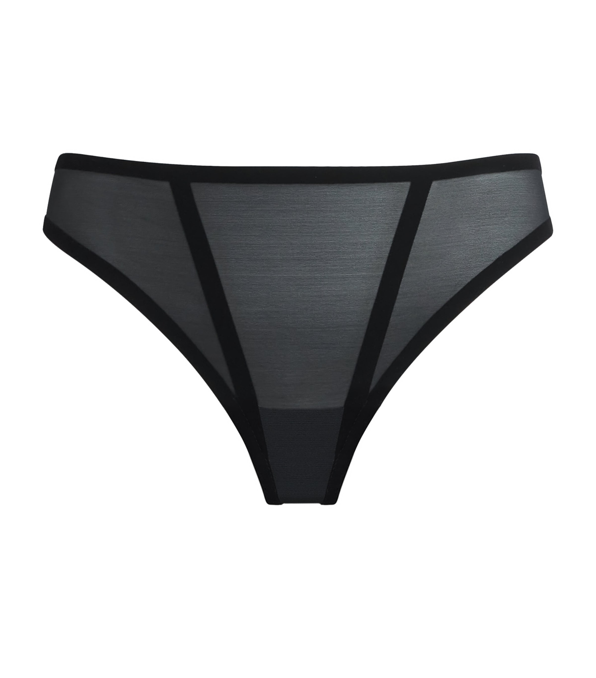 Wolford Womens Bonded Tulle Thong Black Image 1