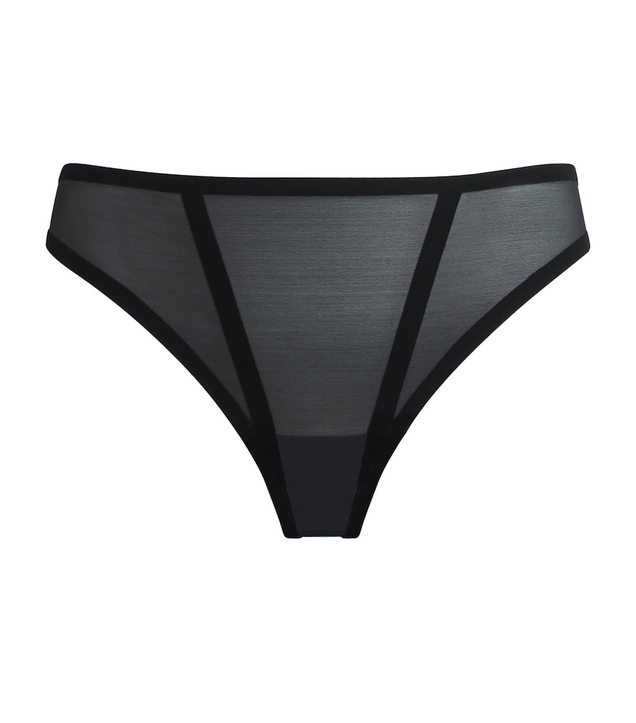 Wolford Womens Bonded Tulle Thong Black Image 1