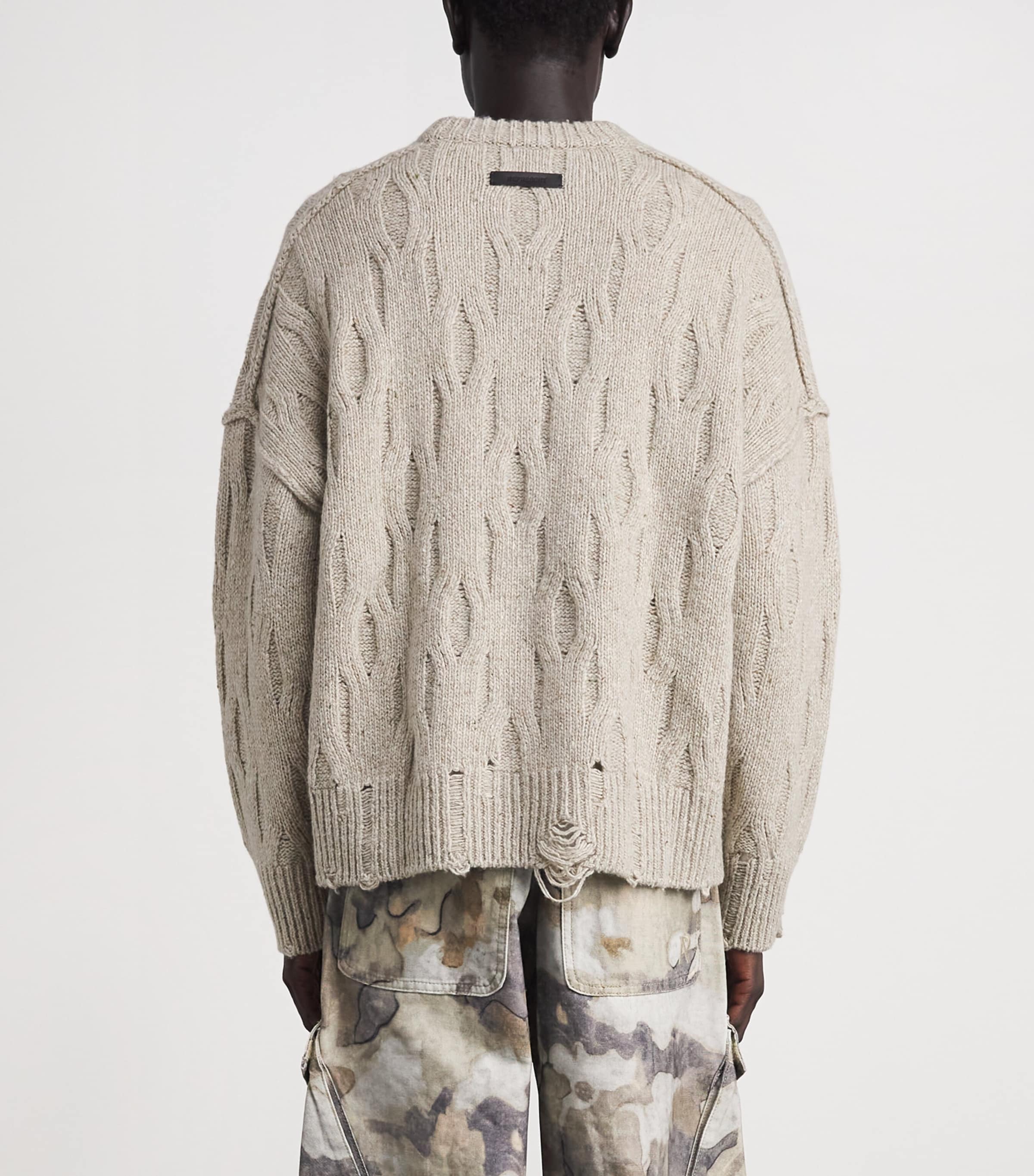 Represent Mens Wool-Blend Distressed Sweater Taupe Image 5
