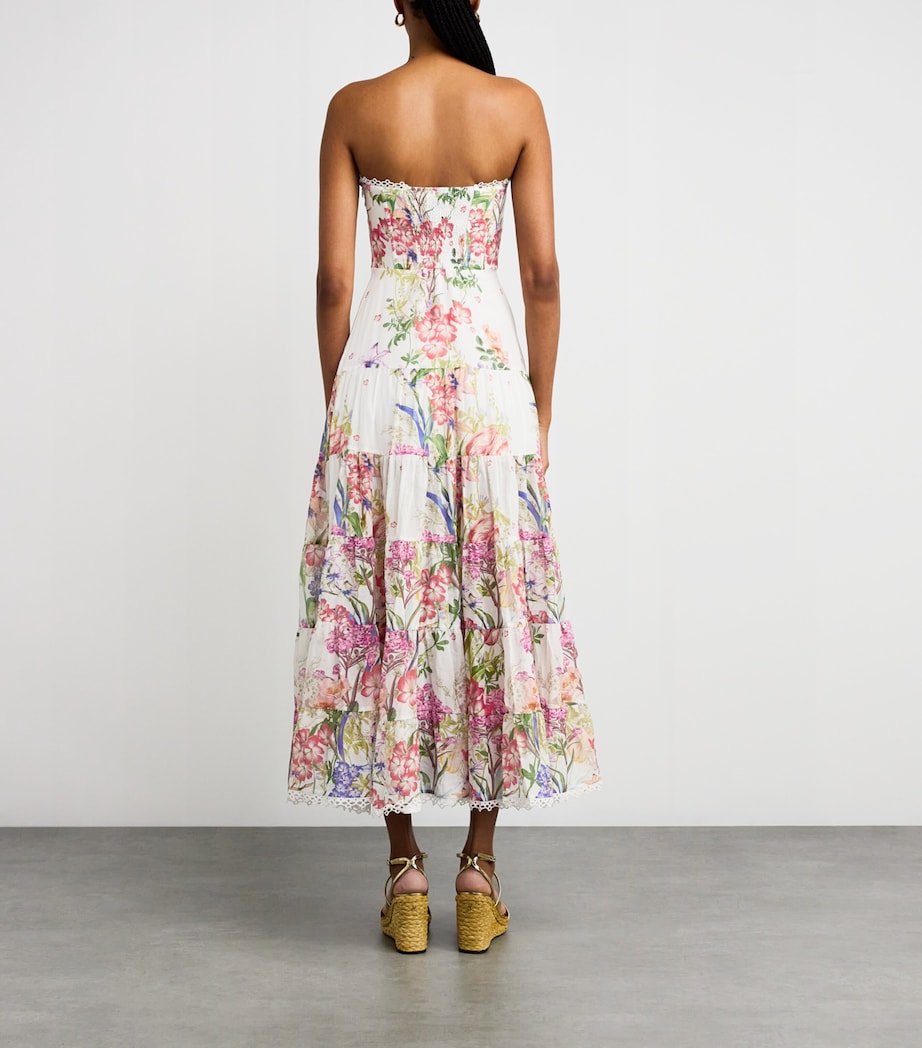 Strapless Danny Midi Dress WHITE BOTANICAL Image 3