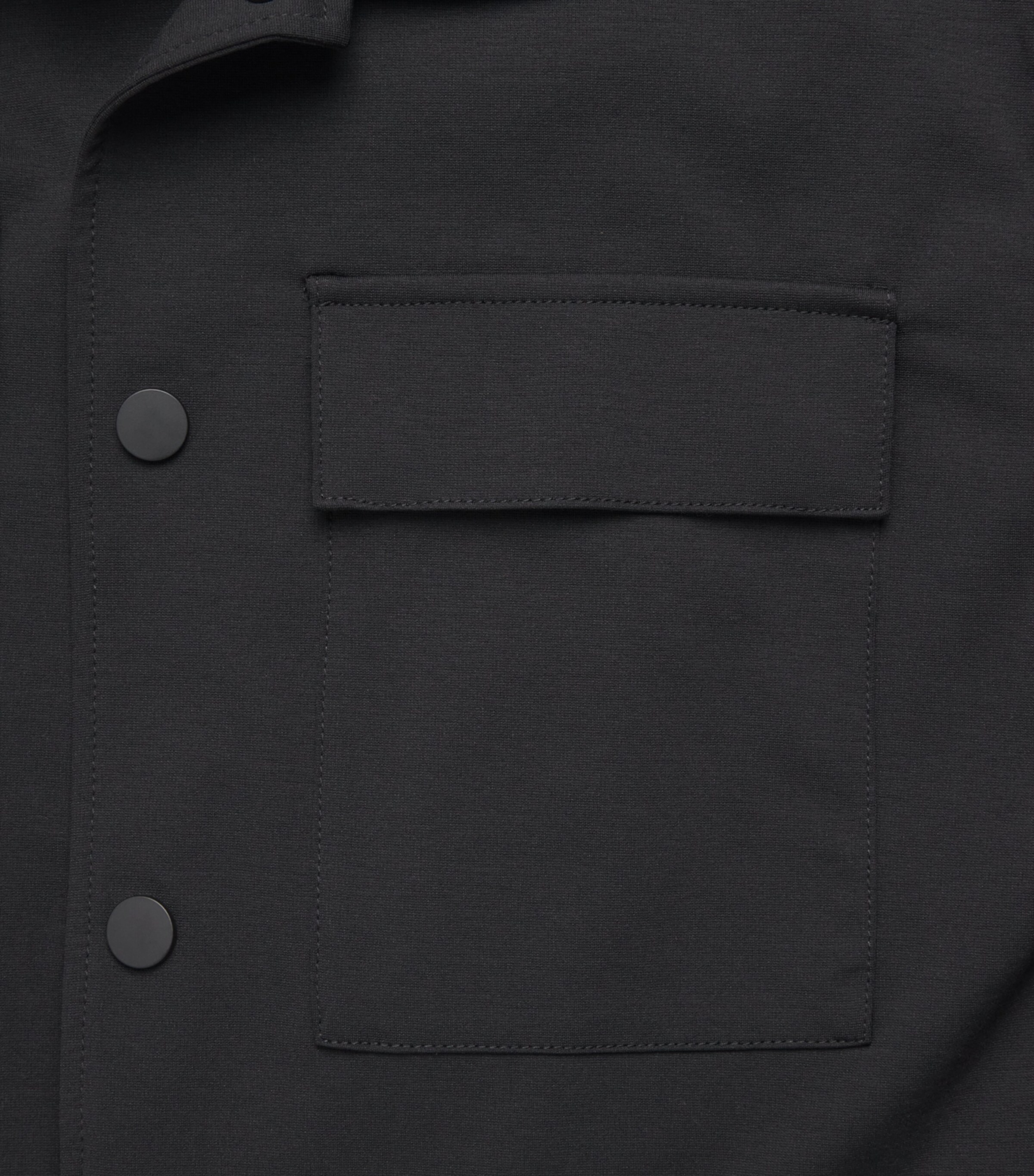 7 For All Mankind Mens Cotton-Blend Luxe Performance Overshirt Double Knit Bla Image 6