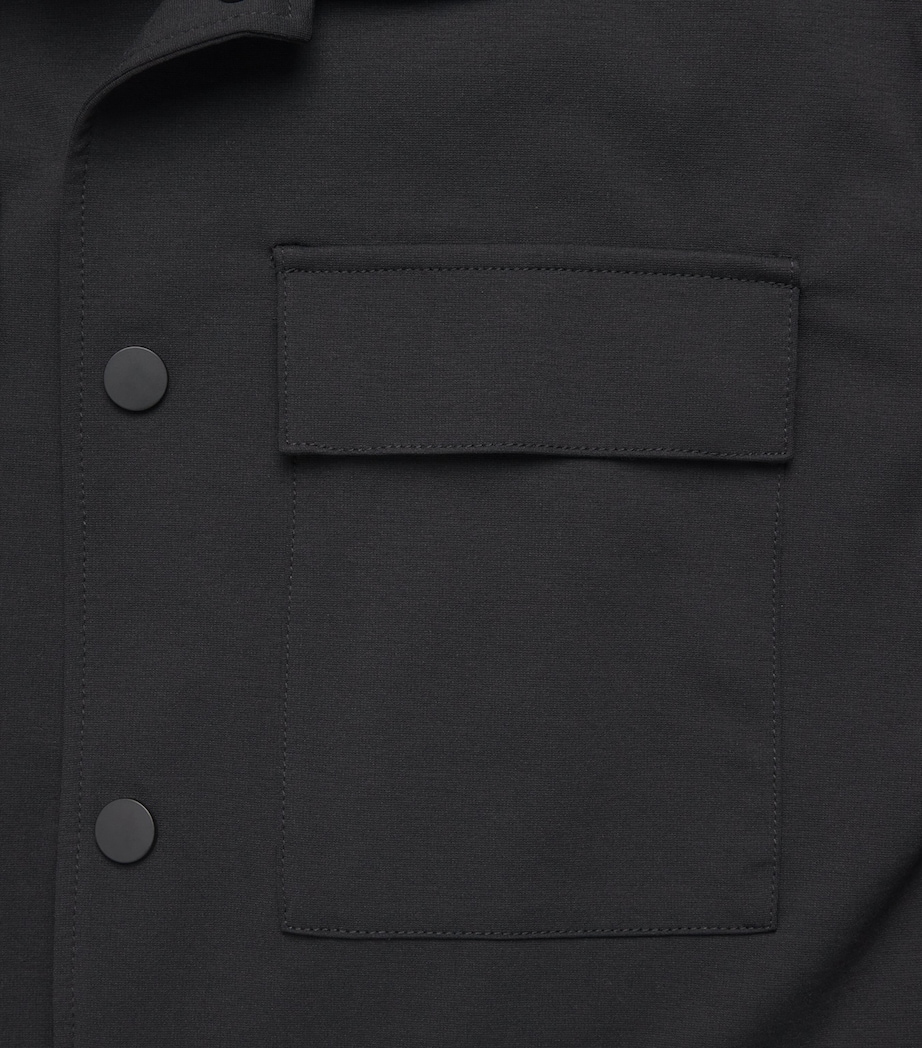7 For All Mankind Mens Cotton-Blend Luxe Performance Overshirt Double Knit Bla Image 6
