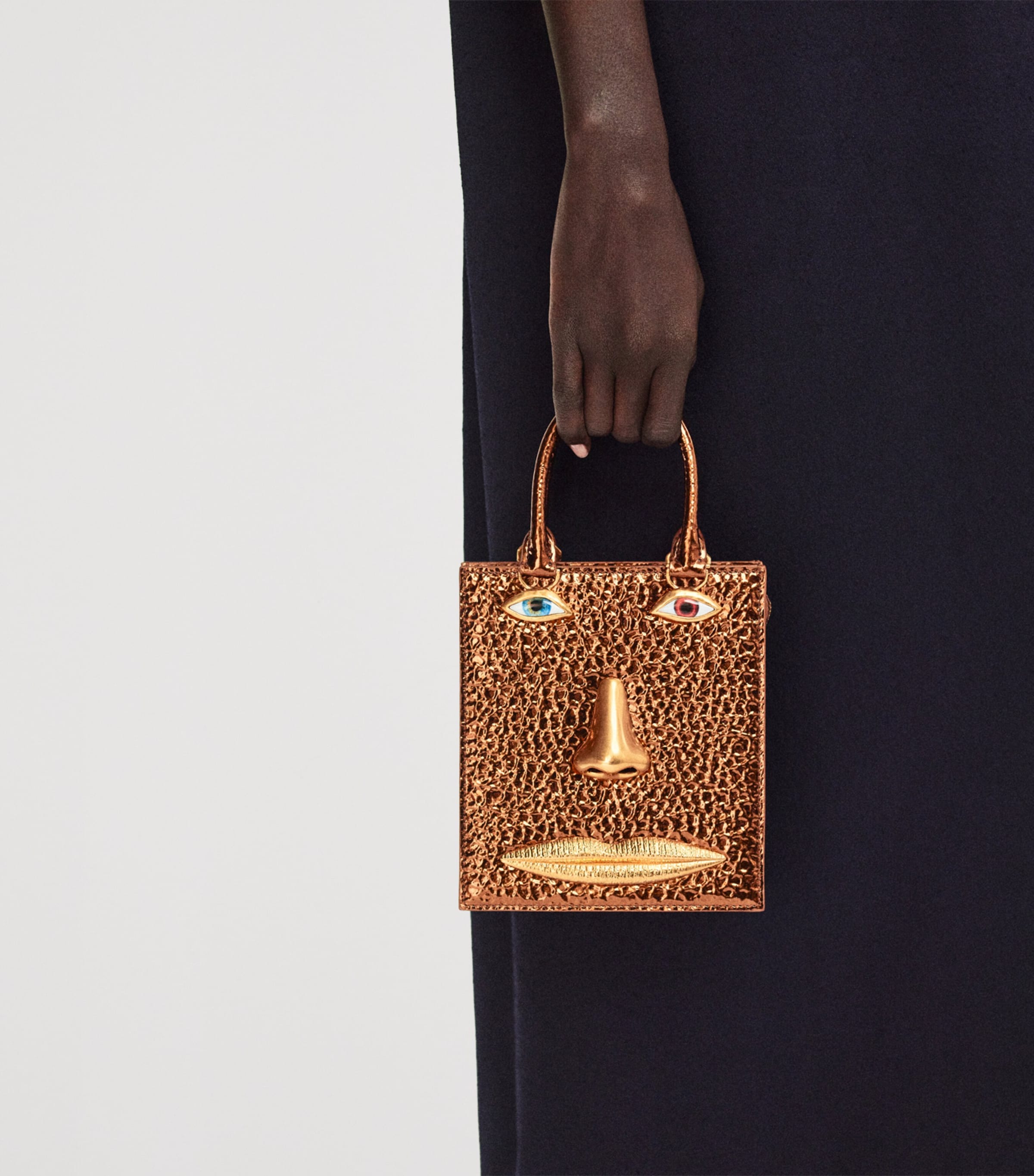 Mini Metallic Leather Face Bag 302 ROUILLE Image 2