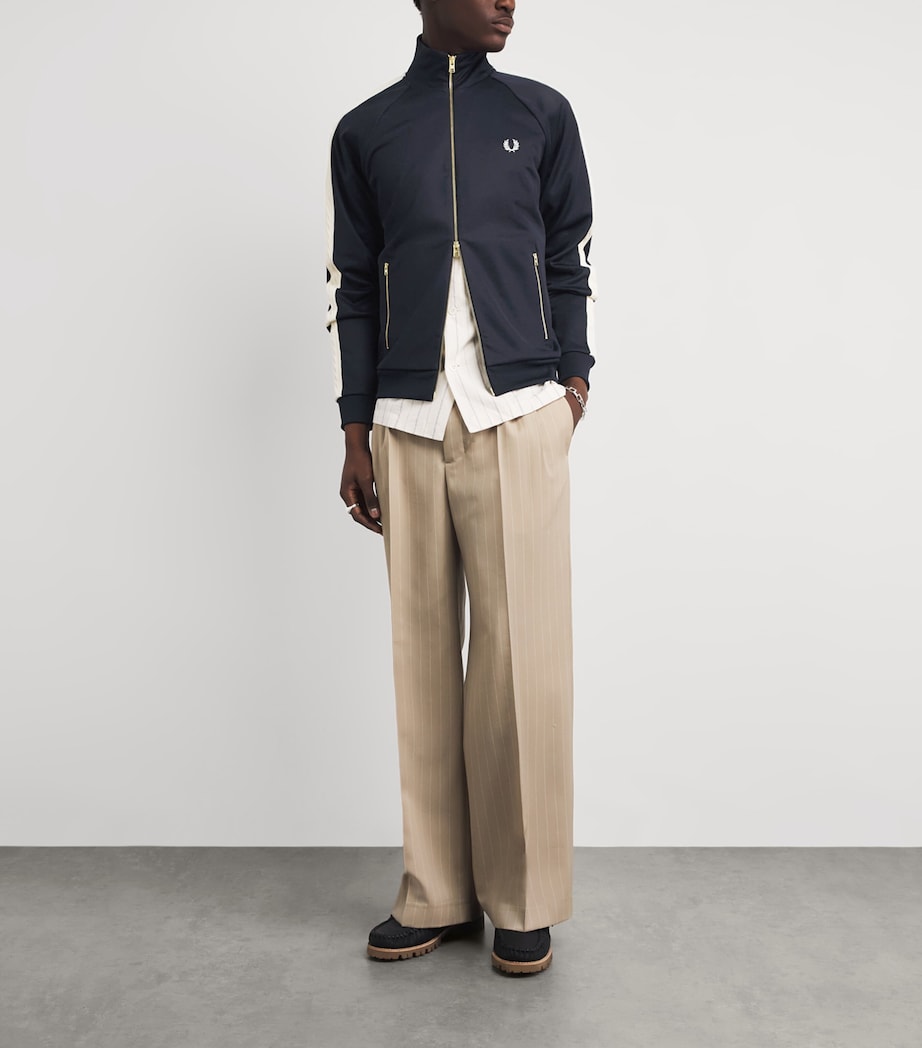 Fred Perry Mens Embroidered Taped Track Jacket Navy Image 2