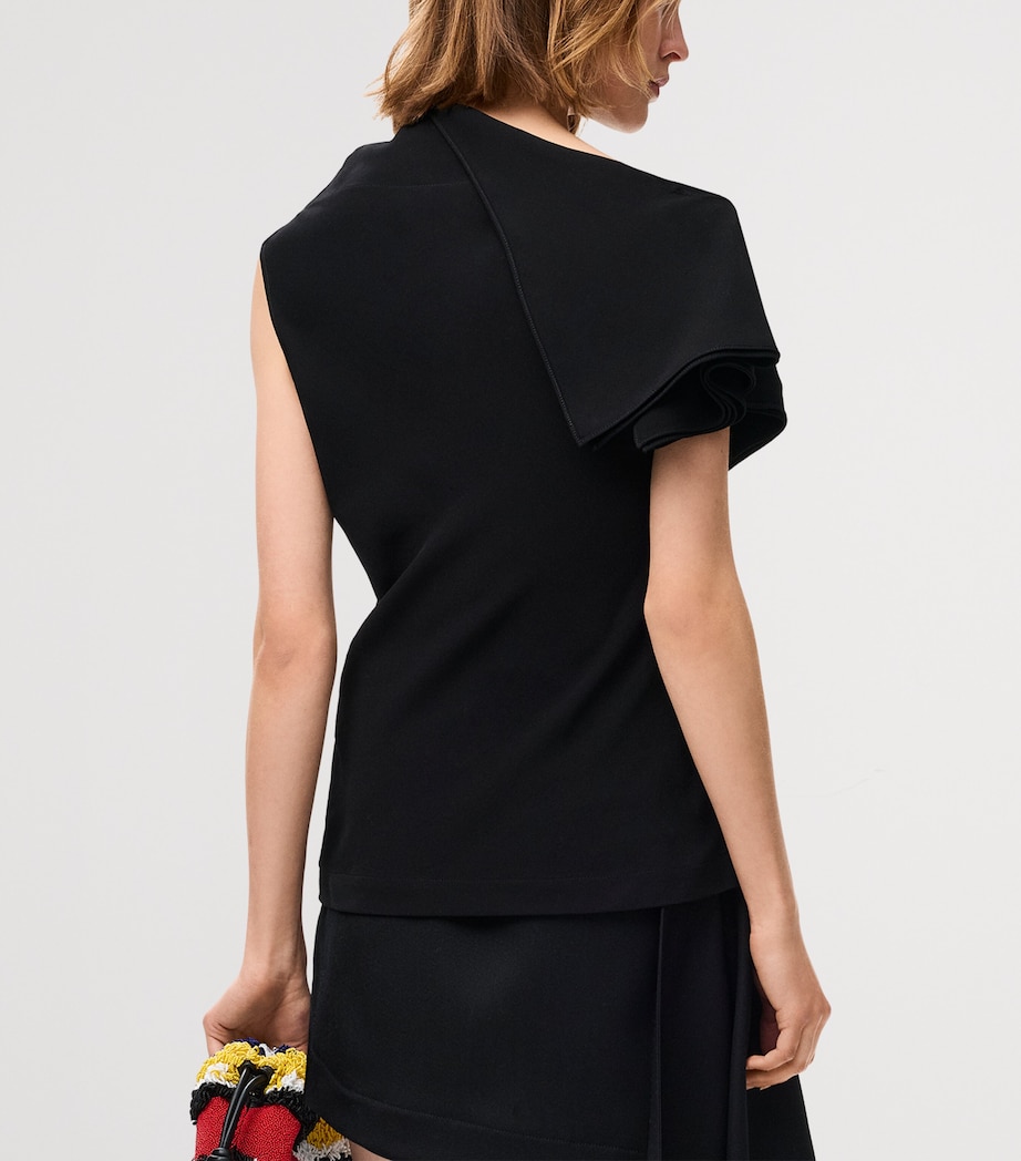 LOEWE Womens Asymmetric Draped Top Black Image 4