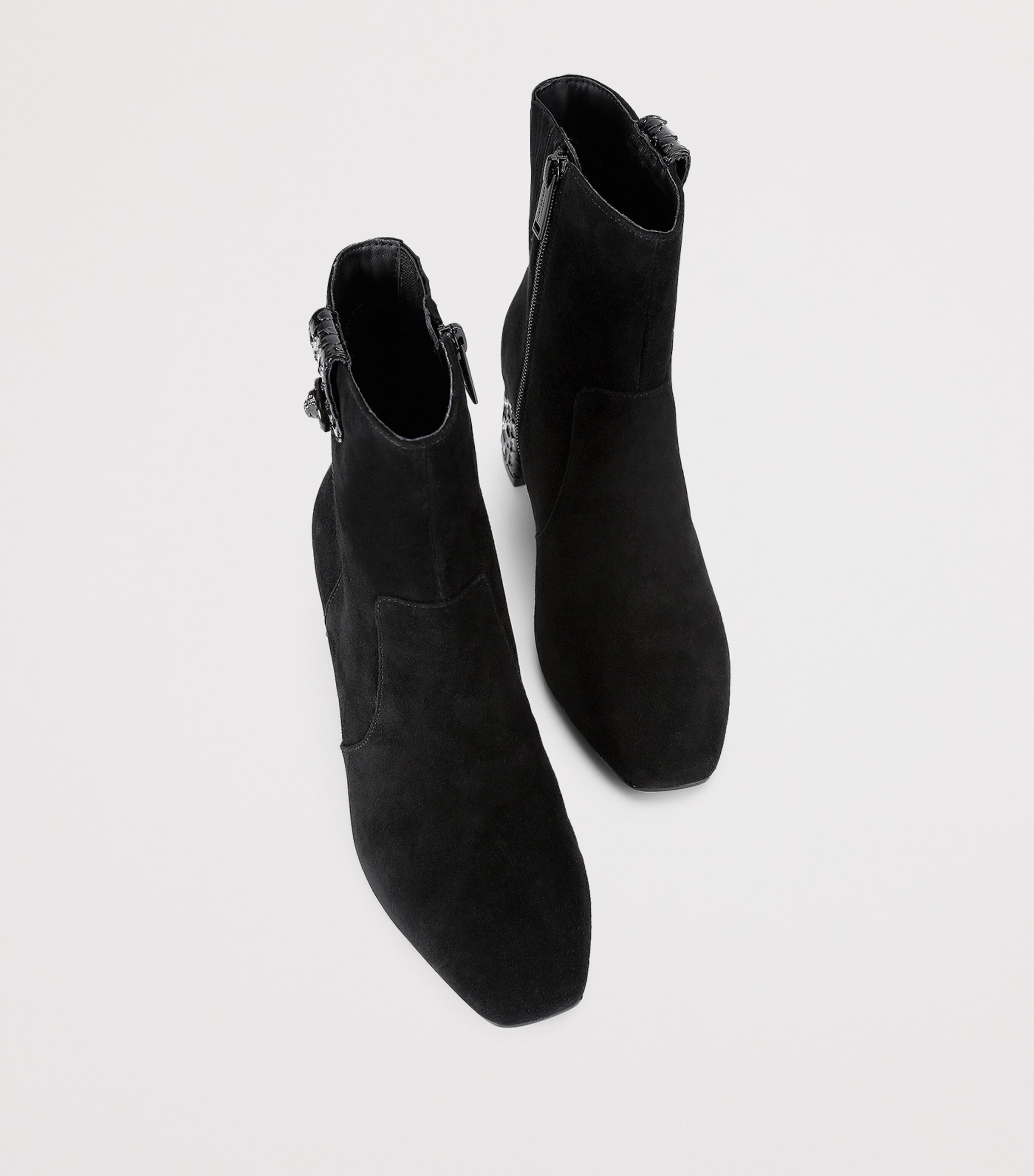 Suede Chelsea Trim Ankle Boots BLACK Image 4