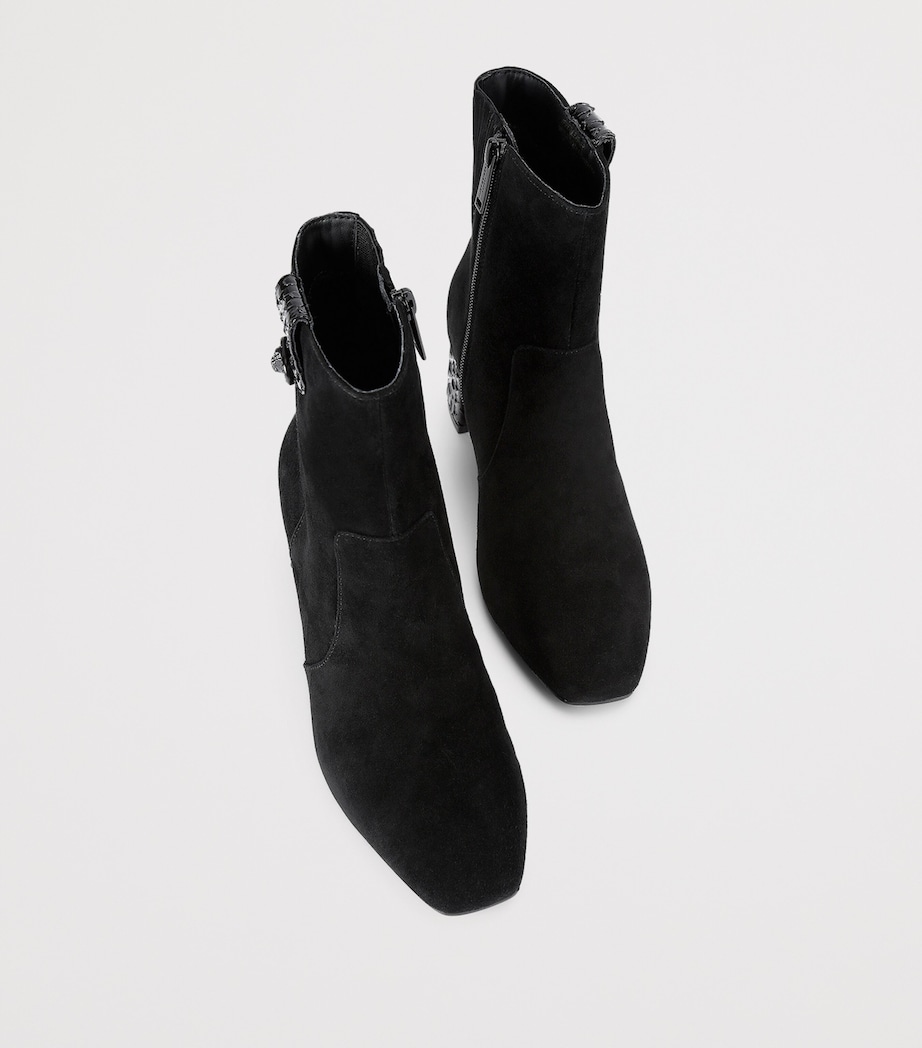 Suede Chelsea Trim Ankle Boots BLACK Image 4